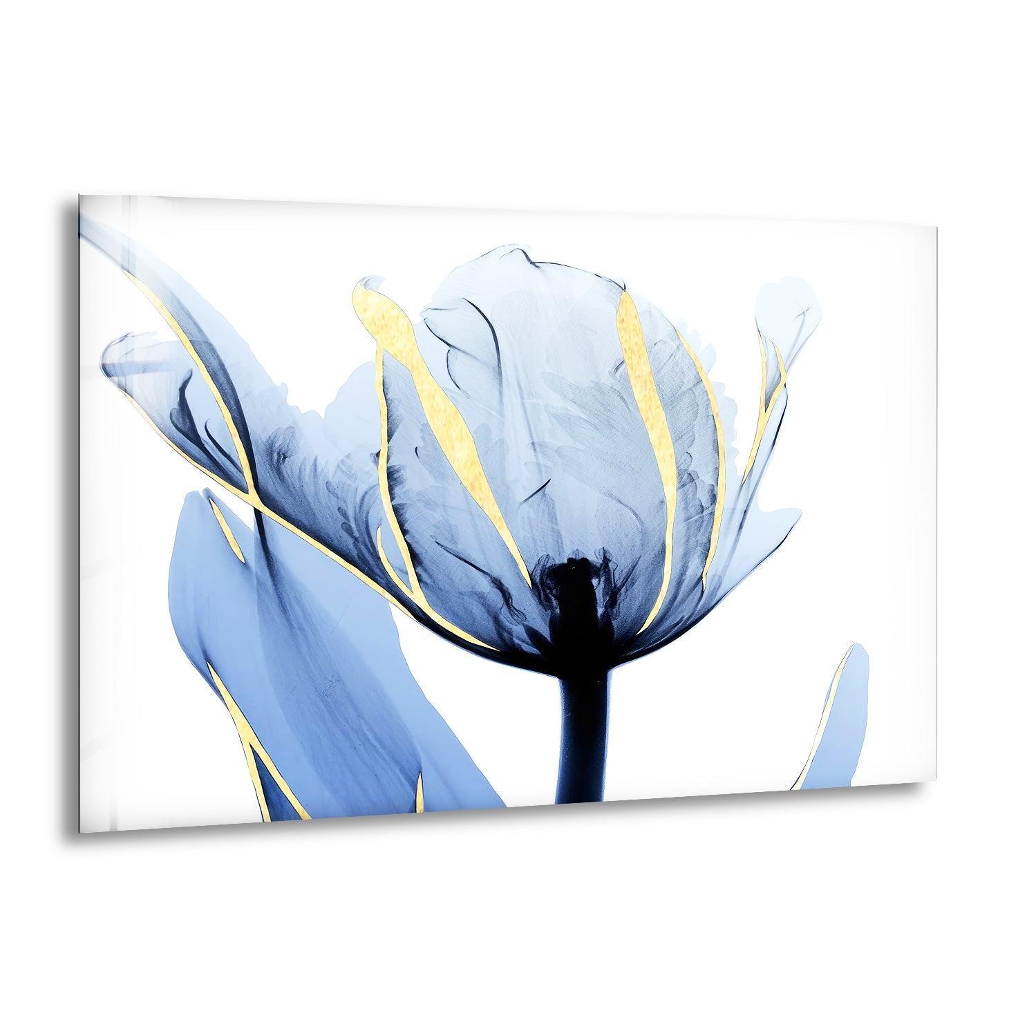 Albert Koetsier Blue Tulip Flower Glass Wall Art - Handcrafted Stained Glass Window Decor for Home, Office & Gift - Perfect for Living Room, Bedroom & Wedding Decorations