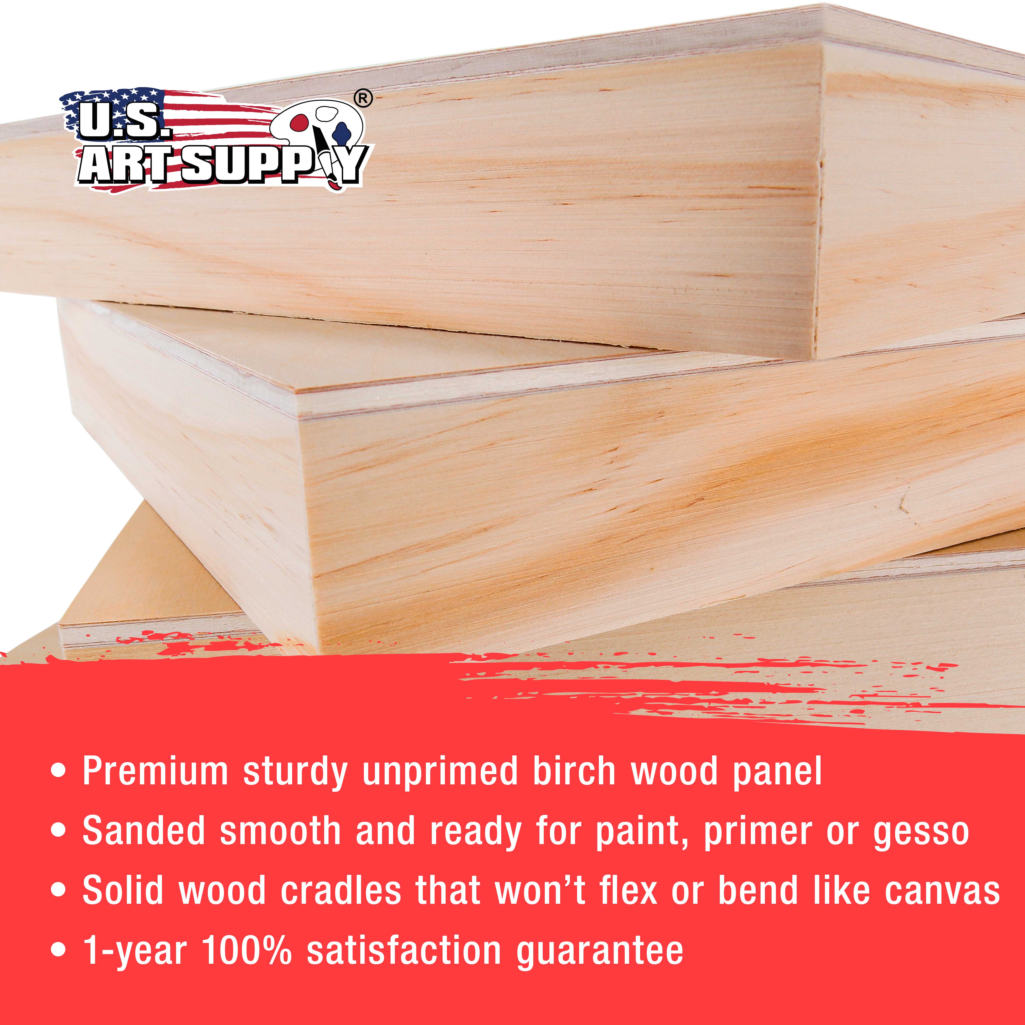Unfinished Birch Wood Canvas Panels for Painting - 3 Pack of 8x16 Inch Artist Gallery Panels (1.5