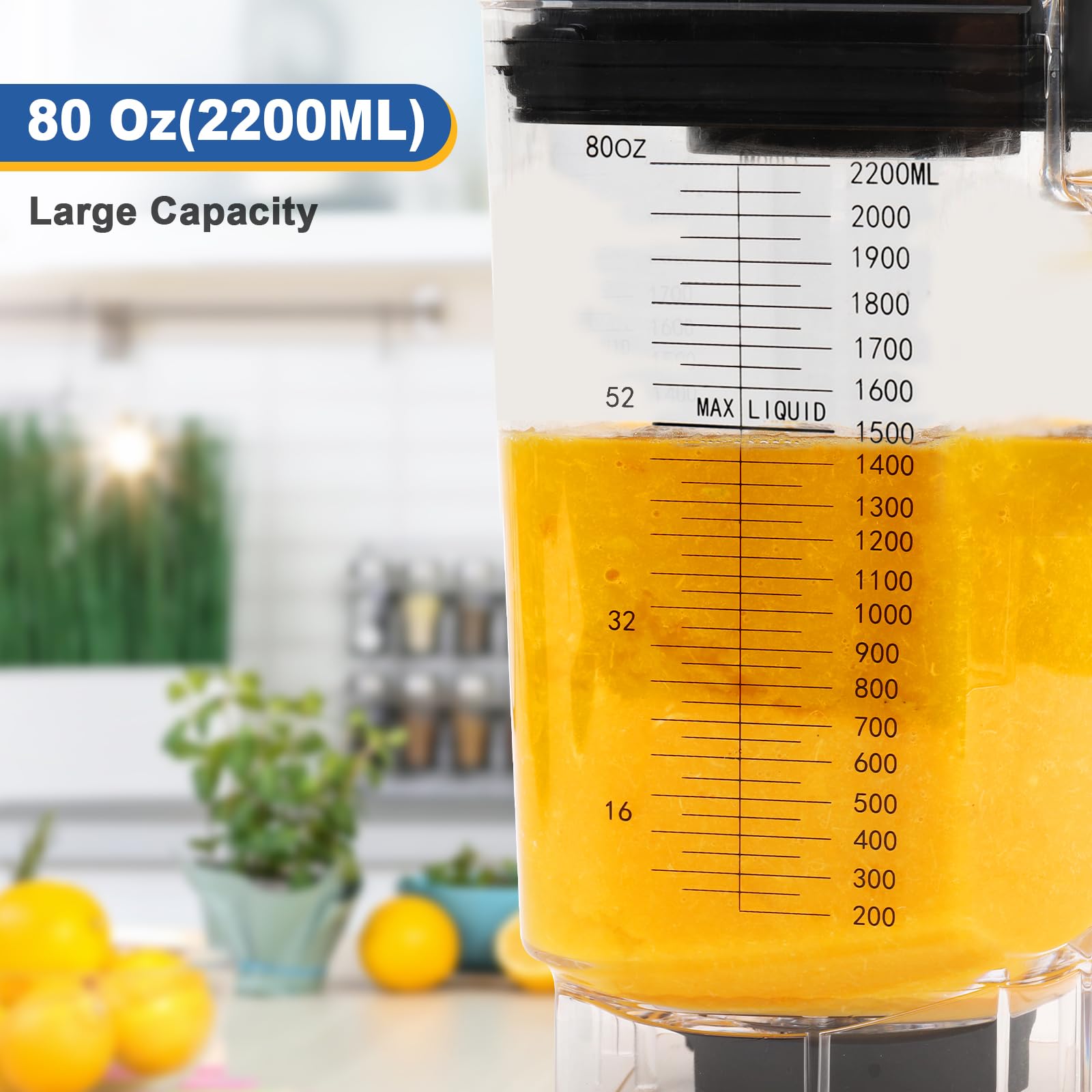 CRANDDI 1500W Commercial Blender - 80oz High-Speed Ice Crusher for Smoothies, Shakes & Food Prep - Heavy Duty Blender with Tamper & Removable Soundproof Cover - Perfect for Restaurants, Bars & Home Kitchens (Grey, Model K85)
