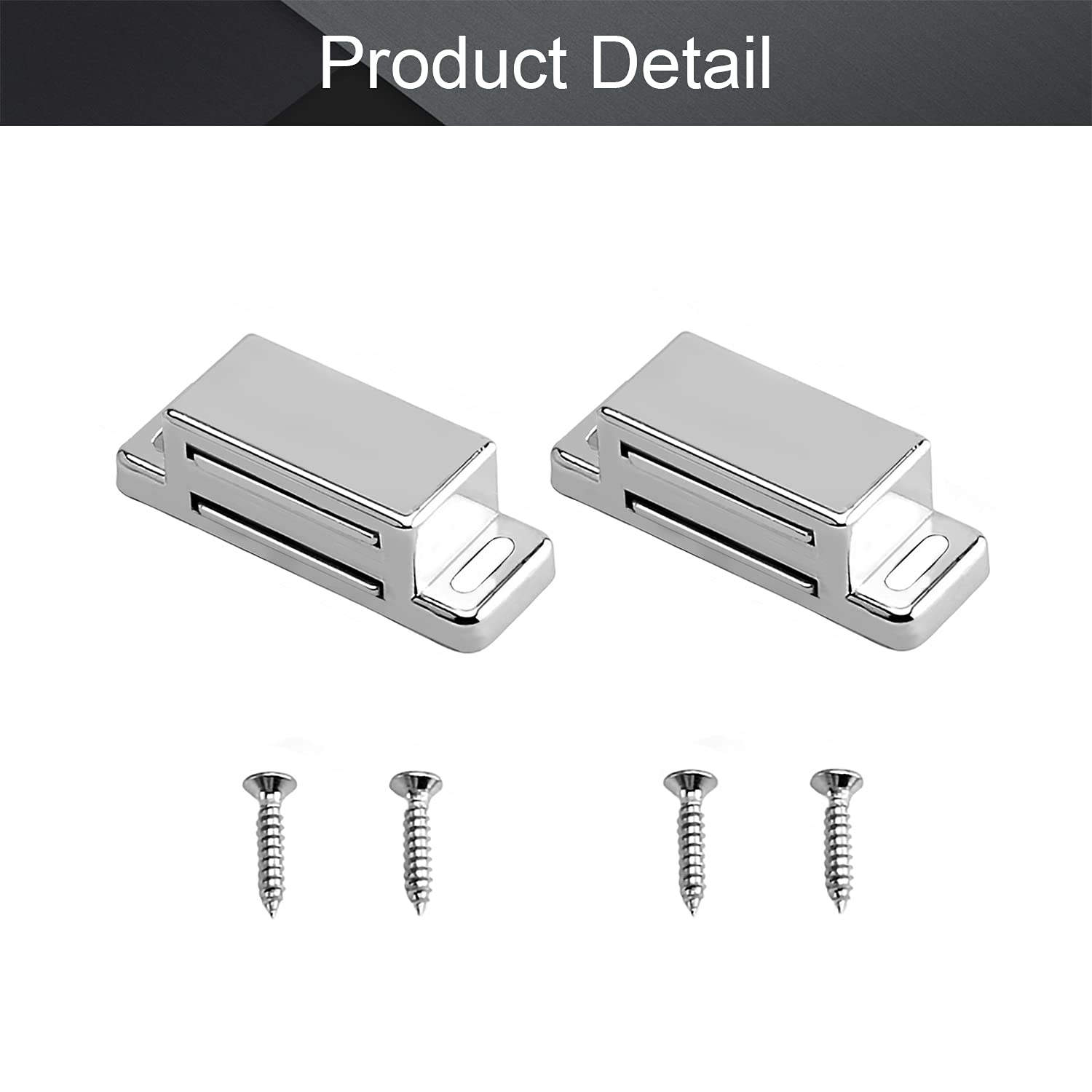 **MroMax Magnetic Door Catch Latch - 2PCS Silver Metal Closet & Wardrobe Stopper Holder (1.85
