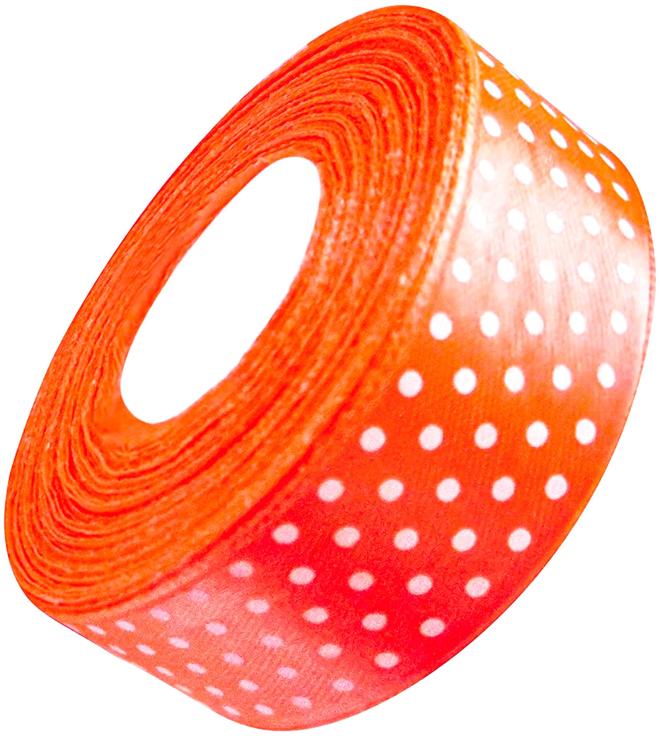1 Inch Dark Orange with White Polka Dots Satin Ribbon Roll - 25 Yards Bulk Craft Ribbon for Gift Wrapping, DIY Projects, Party Decorations & Scrapbooking