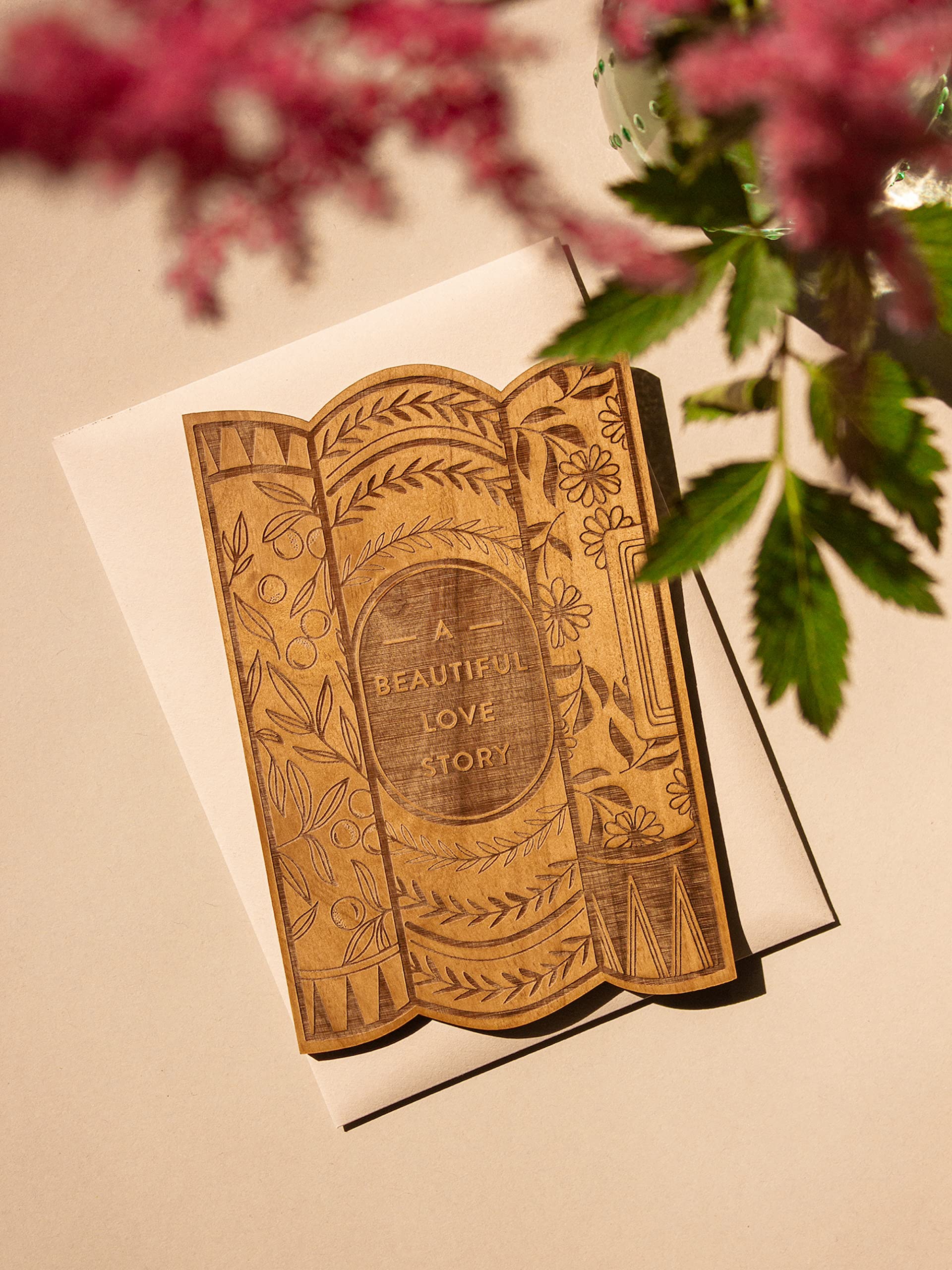 Beautiful Love Story Wood Card - Personalized Gifts with Custom Message for Anniversary, Wedding, Birthday - Romantic Keepsake for Couples - Perfect for Home Decor & Gift Giving