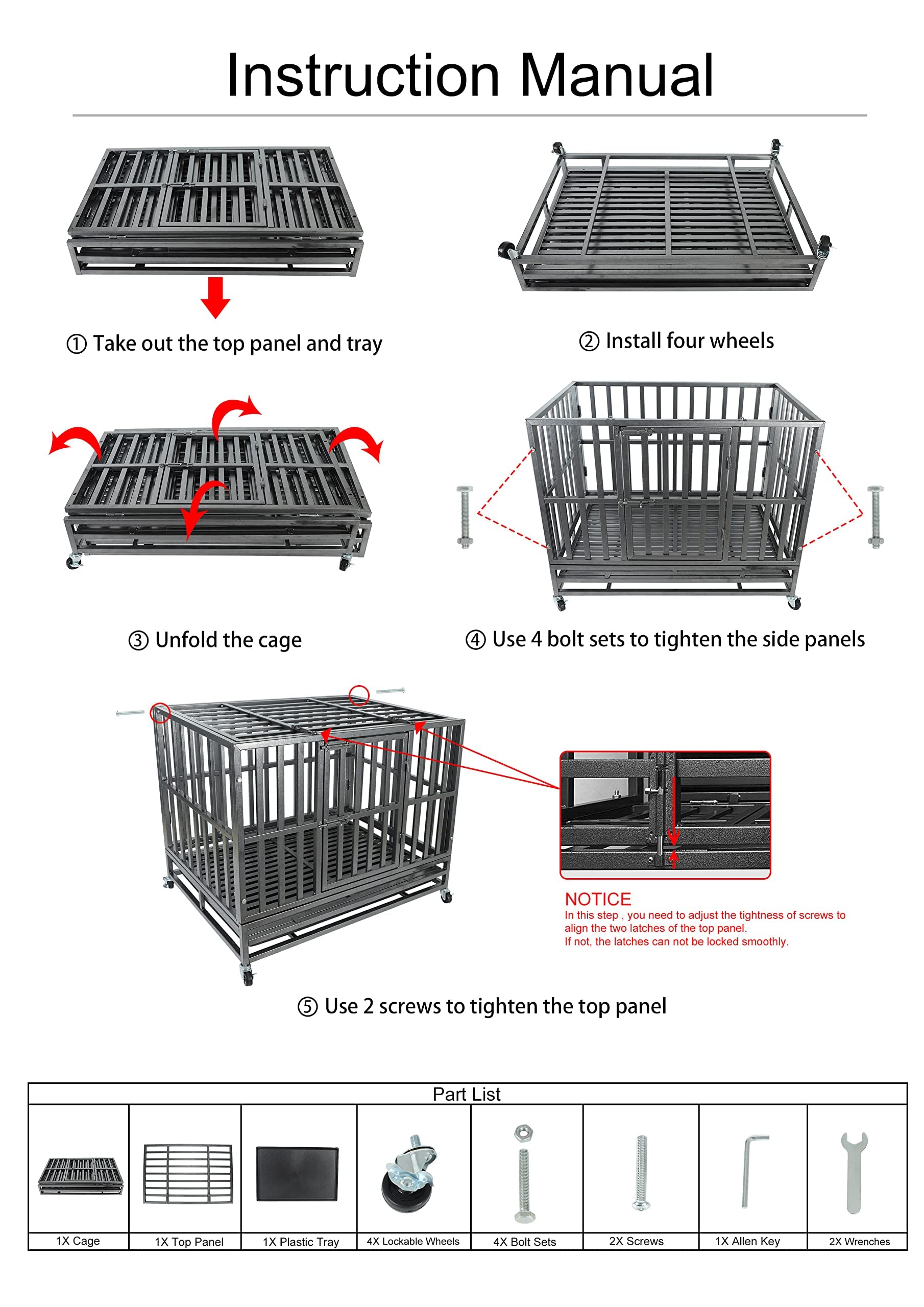 37 Inch Heavy Duty Dog Cage Kennel - Strong Metal Dog Crate for Large Dogs - Indoor & Outdoor Use for Home, Travel, and Training