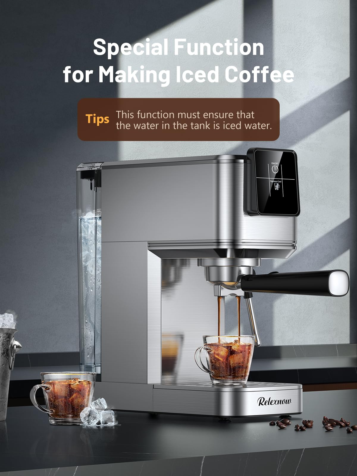 20 Bar Professional Espresso Coffee Machine with Milk Frother - Compact Stainless Steel Coffee Maker for Hot & Iced Cappuccino, Latte - Perfect for Home, Office and Coffee Shop Use