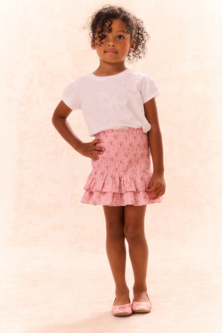 Girls' Tilliat Cotton Bow Tee - Soft & Comfortable Short Sleeve T-Shirt for Kids | Perfect for School, Playdates & Casual Outfits