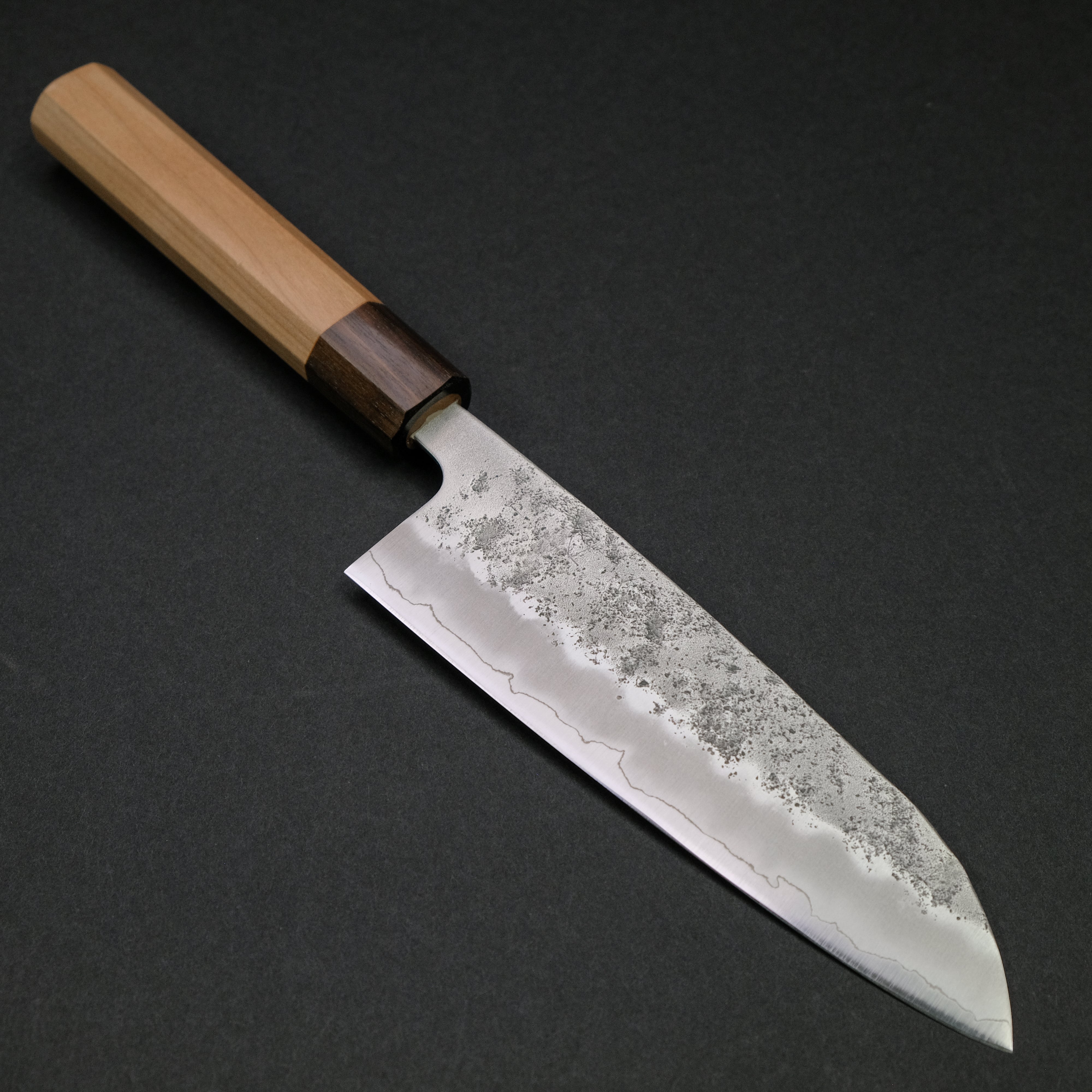 Hitohira Futana S3 Nashiji Santoku Knife 170mm - Japanese Chef Knife with Cherry Wood Handle - Perfect for Slicing, Dicing, and Chopping Vegetables, Meat, and Fish