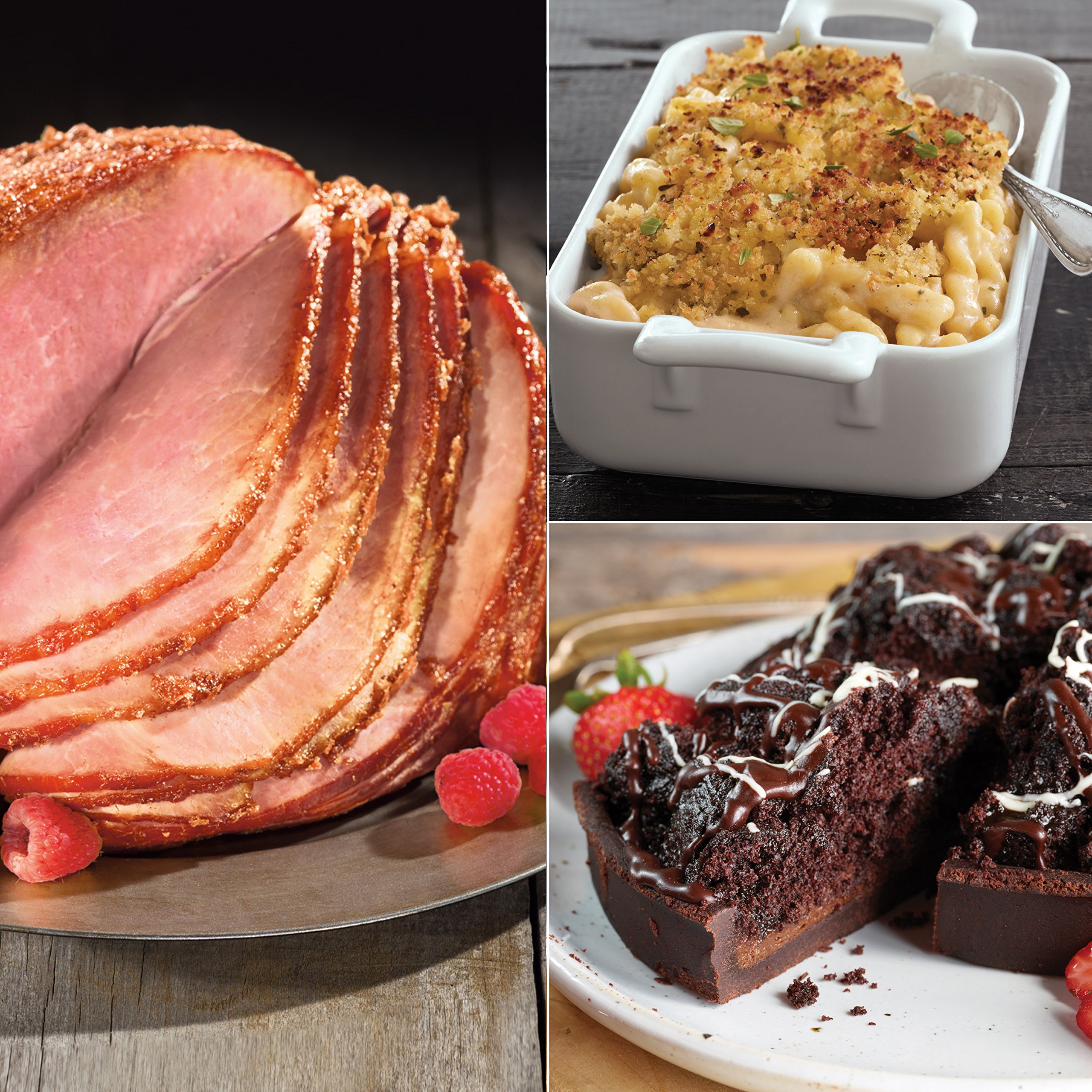 Premium Bone-in Hickory Smoked Ham Dinner Kit - Spiral Sliced Fully Cooked Ham with Mac & Cheese Casserole and Mississippi Mud Cake | Kansas City Steak Company | Holiday Meals, Family Dinners & Special Occasions