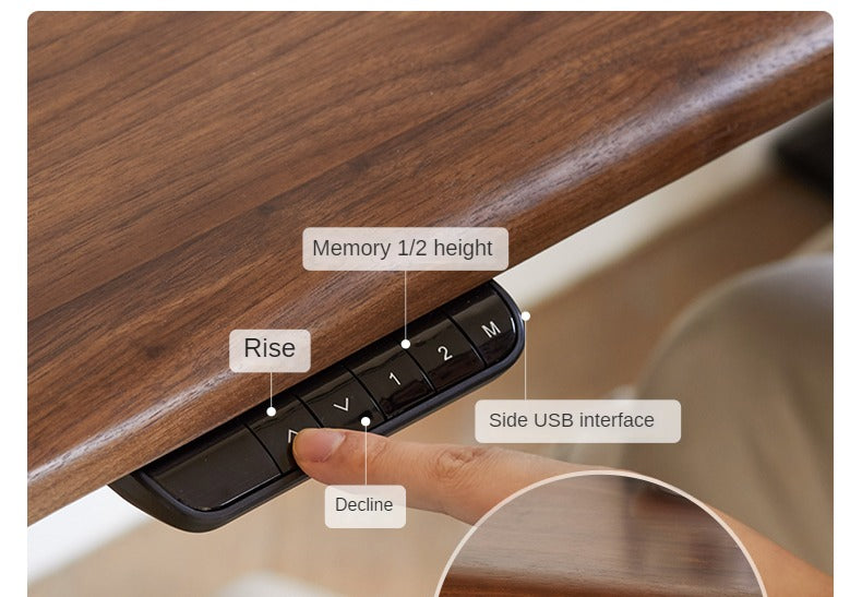 Premium Black Walnut Solid Wood Electric Standing Desk - Adjustable Height Home Office Desk for Work & Study | Ergonomic Workspace Solution for Professionals & Gamers