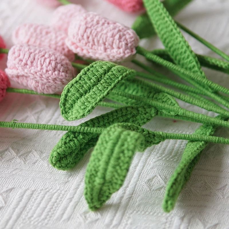 Handmade Crochet Tulip Flowers Bouquet - DIY Home Decor, Wedding Centerpiece, Spring Gift Idea for Mother's Day & Easter