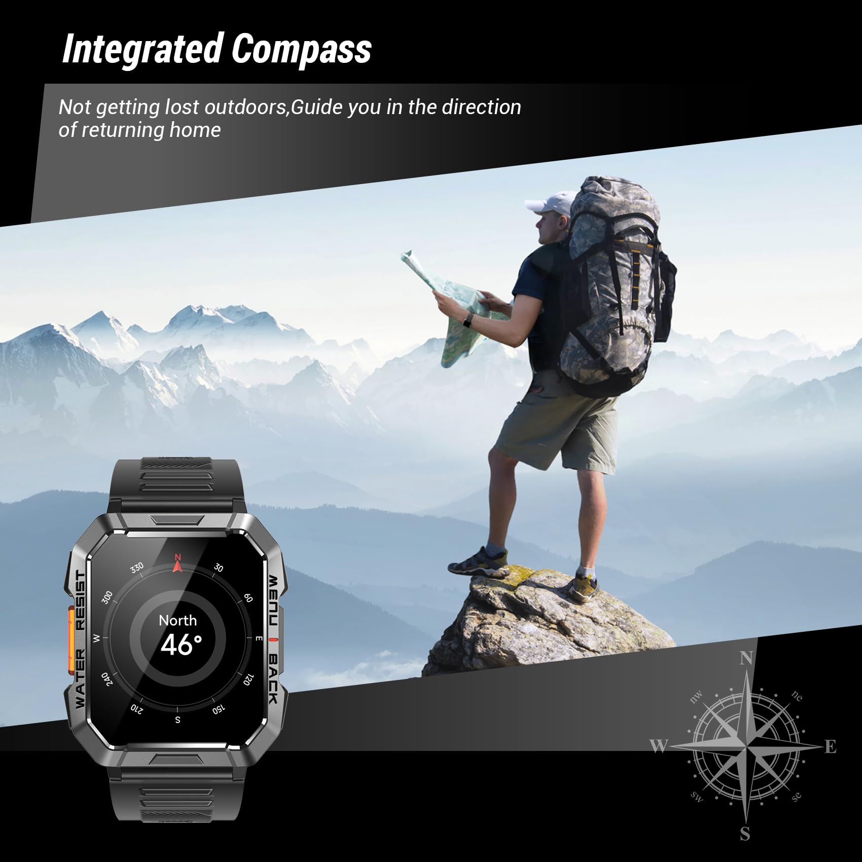 Military Smart Watch for Men - Answer/Make Calls, 2.01