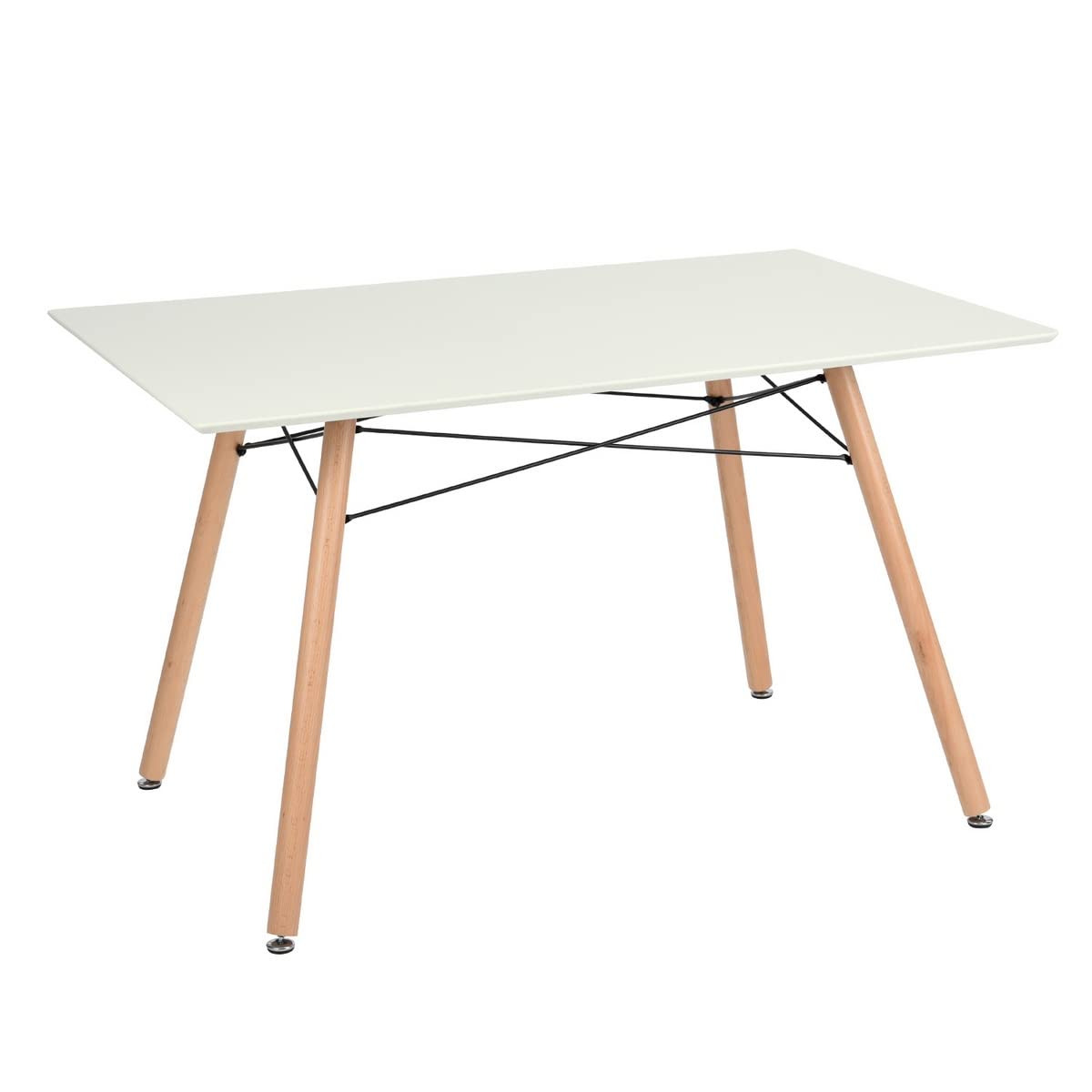 Modern White Wooden Coffee Table with X-Shaped Metal Base - 47.2
