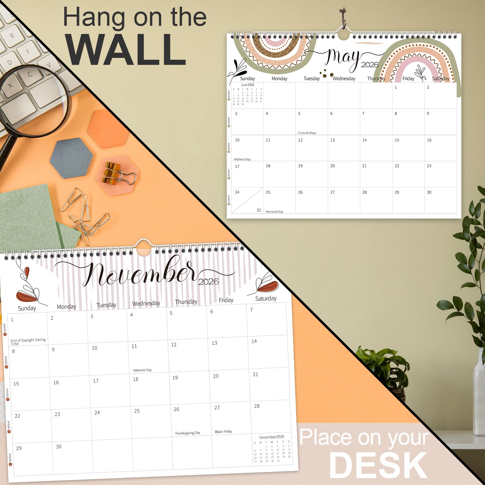 Guasslee 2025-2026 Wall Calendar - 19 Month Planner (June 2025 to December 2026) - 14