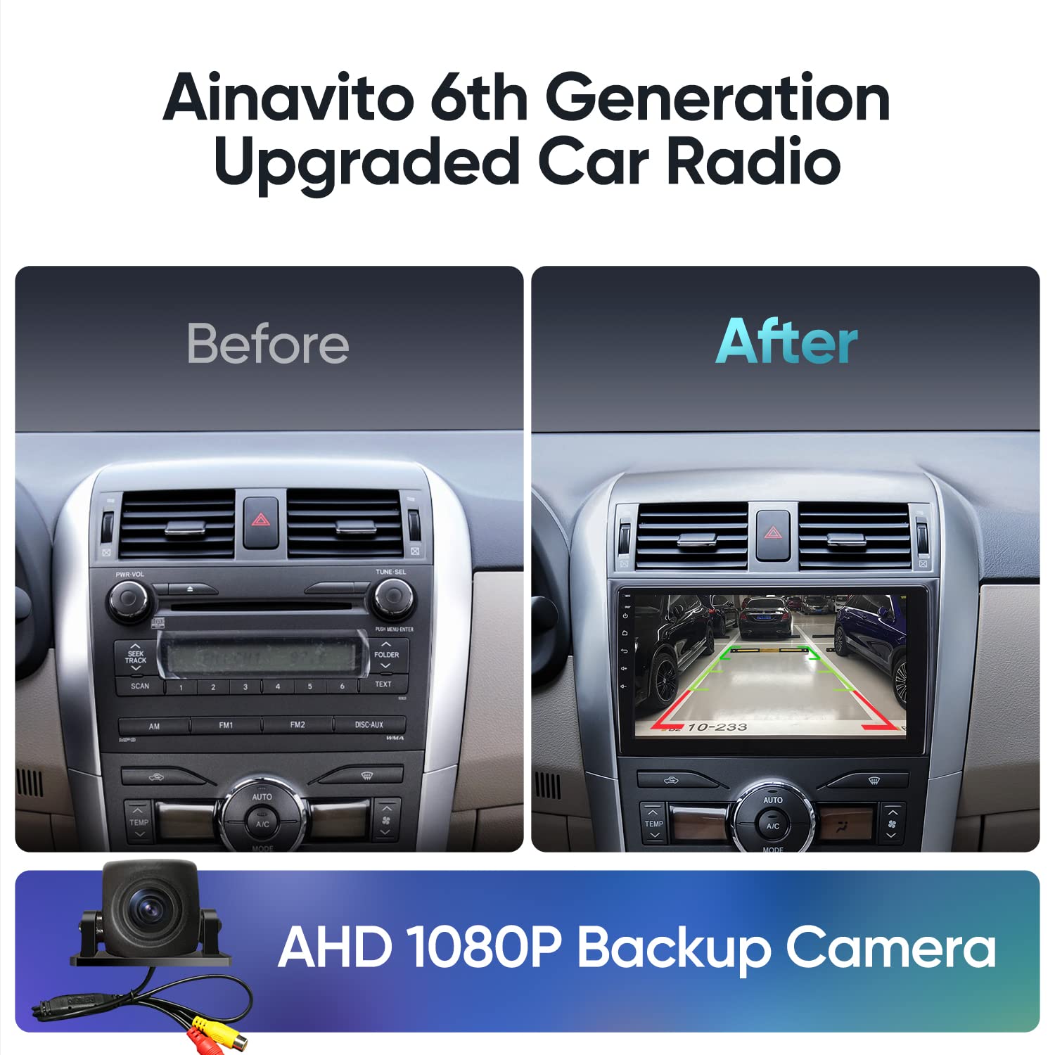 2008-2013 Toyota Corolla Car Stereo with Wireless CarPlay & Android Auto - Plug & Play, Steering Wheel Control, 5G WiFi, Bluetooth 5.0, GPS Navigation - Perfect for Commuting & Road Trips
