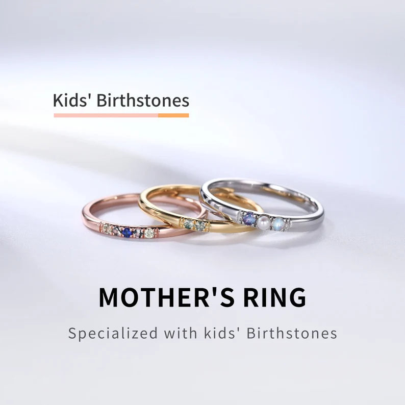 Personalized Family Birthstone Ring with 2-5 Birthstones - Meaningful Gift for Mother, Grandma, Anniversary, Wedding & Family Reunions