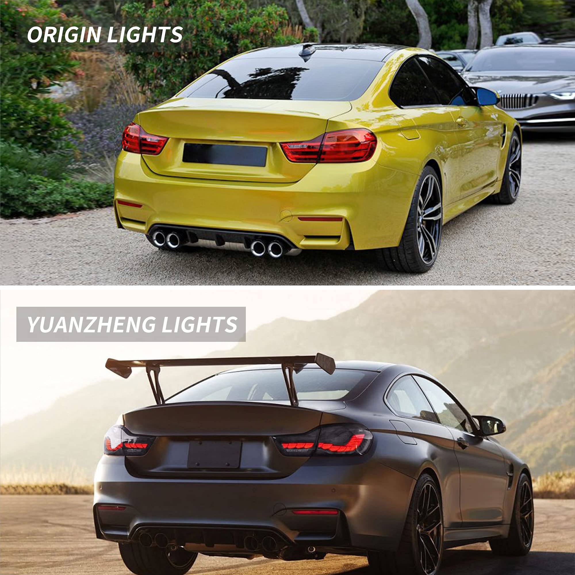 VLAND OLED 4 Series Smoked Tail Lights for BMW M4 GTS F32 F33 F82 F36 F83 (2014-2020) - Dynamic Dragon Scales Running Light - Sedan/Coupe/Convertible Upgrade - Enhance Night Driving Safety & Style
