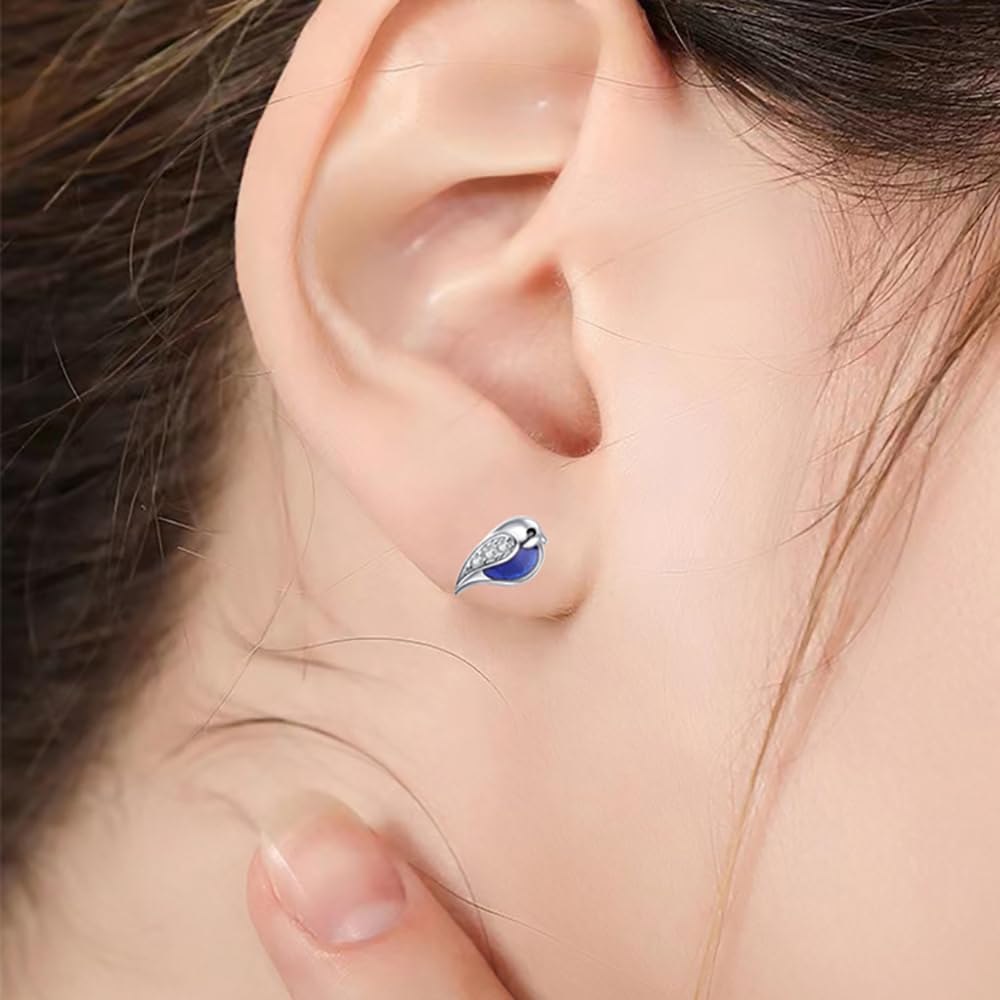 Kokoma Tiny Bird Stud Earrings for Women & Girls - 925 Sterling Silver Cubic Zirconia Cartilage Earrings - Hypoallergenic Tragus Studs - Perfect for Daily Wear, Gifts & Special Occasions