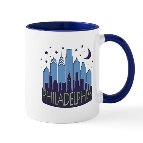 White/Navy Inside - Philly Skyline Mega Cool Mug