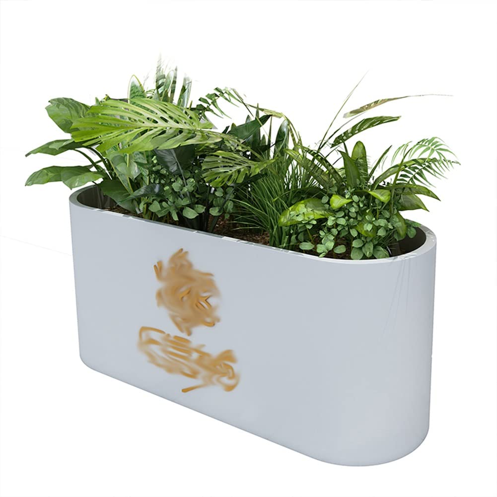 Outdoor Wrought Iron Flower Box - 140x30x50cm White Garden Planter for Plants, Flowers & Herbs | Durable Long Trough Plant Pots for Hotel, Indoor & Commercial Street Decor | Perfect for Balcony, Patio & Urban Gardening