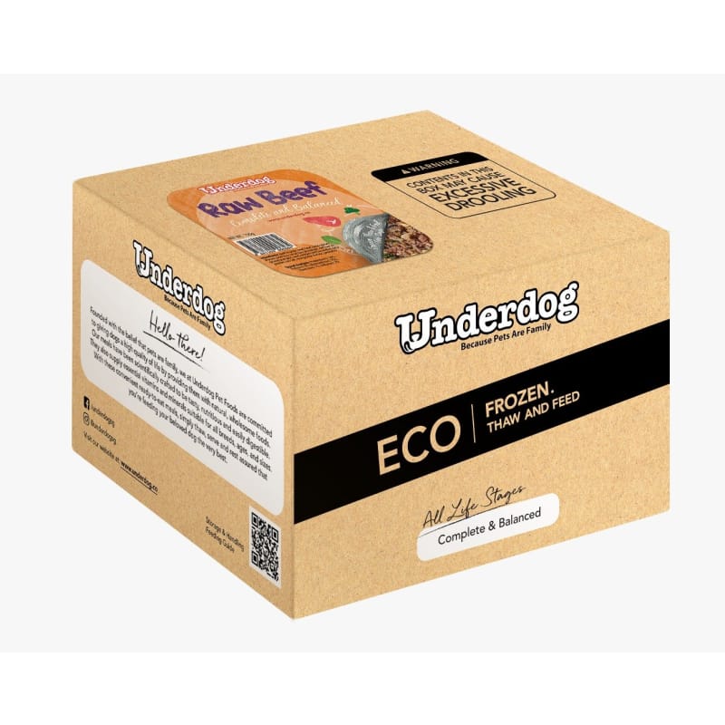 Premium Underdog Raw Beef Fresh Frozen Dog Food - 1.2kg / 3kg - Grain-Free, High-Protein Natural Diet for Dogs - Perfect for Puppies, Adult & Senior Dogs - Ideal for Raw Feeding & Meal Prep