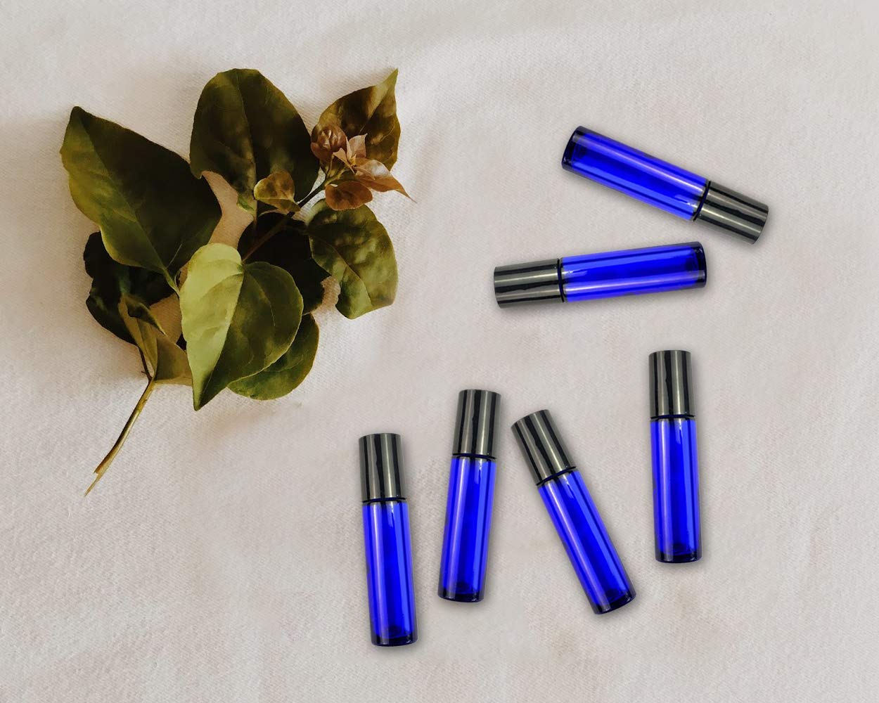 Royal Blue Glass Roll On Bottles with Black Cap - 10ml Essential Oil Bottles for Perfumes, Attar, Lip Balms & Aromatherapy | Refillable, Reusable & Leakproof | Pack of 3 | Perfect for DIY Beauty, Travel & Home Fragrance