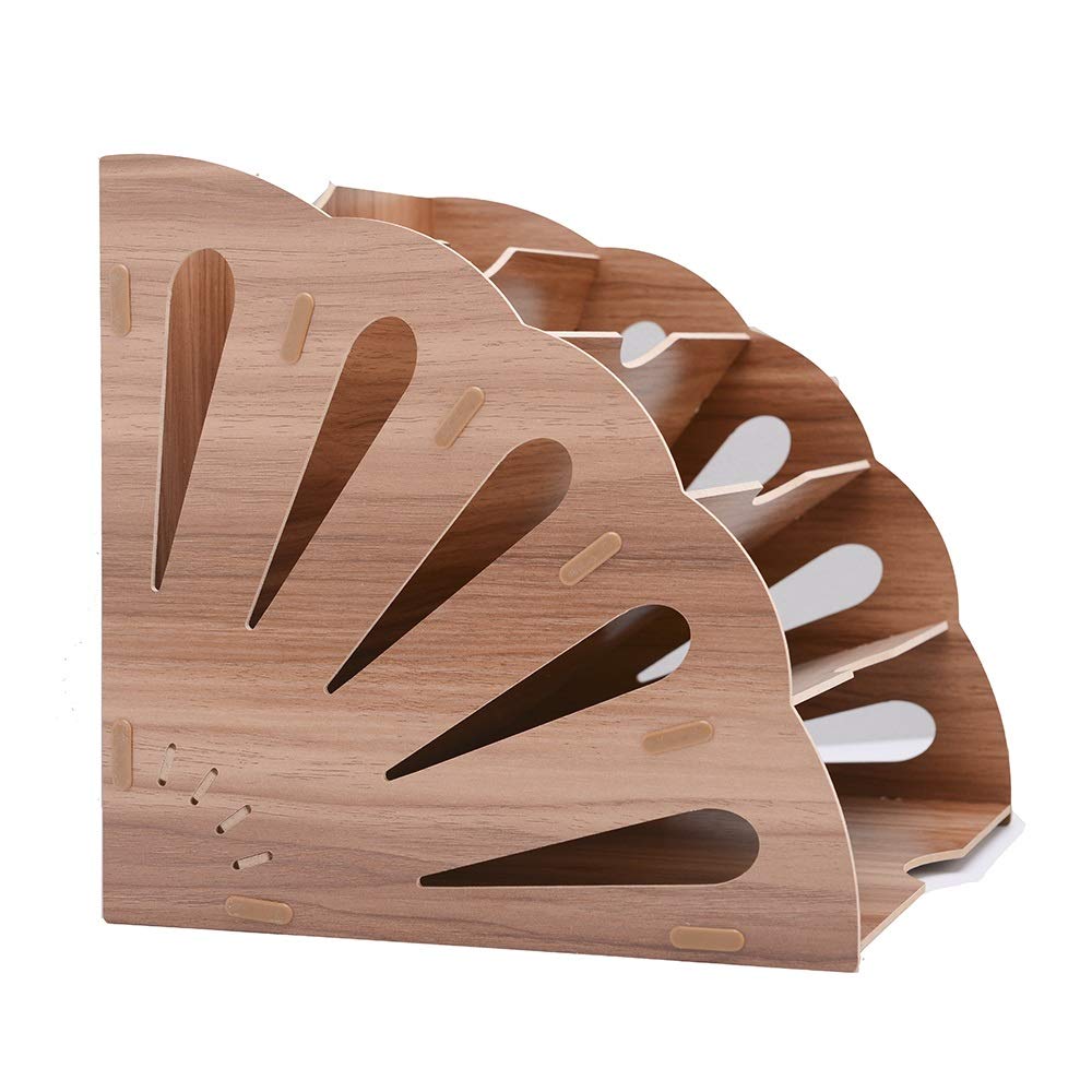 Wooden File Holder & Document Organizer - ZMIN Desktop File Storage Rack for Office, Magazine & Data Organization | Perfect for Office Desk, Home Study & Workspace Storage Solutions