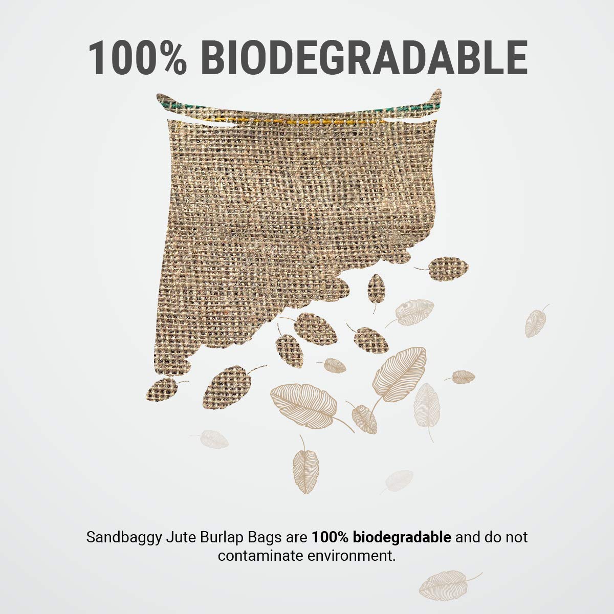 12x19 Inch Small Burlap Sand Bags - 100% Biodegradable Natural Jute Gift Bags for Weddings, Crafts & DIY Projects - Wholesale Bulk Pack of 5 Eco-Friendly Sandbaggy Bags - Perfect for Party Favors, Home Decor & Garden Use