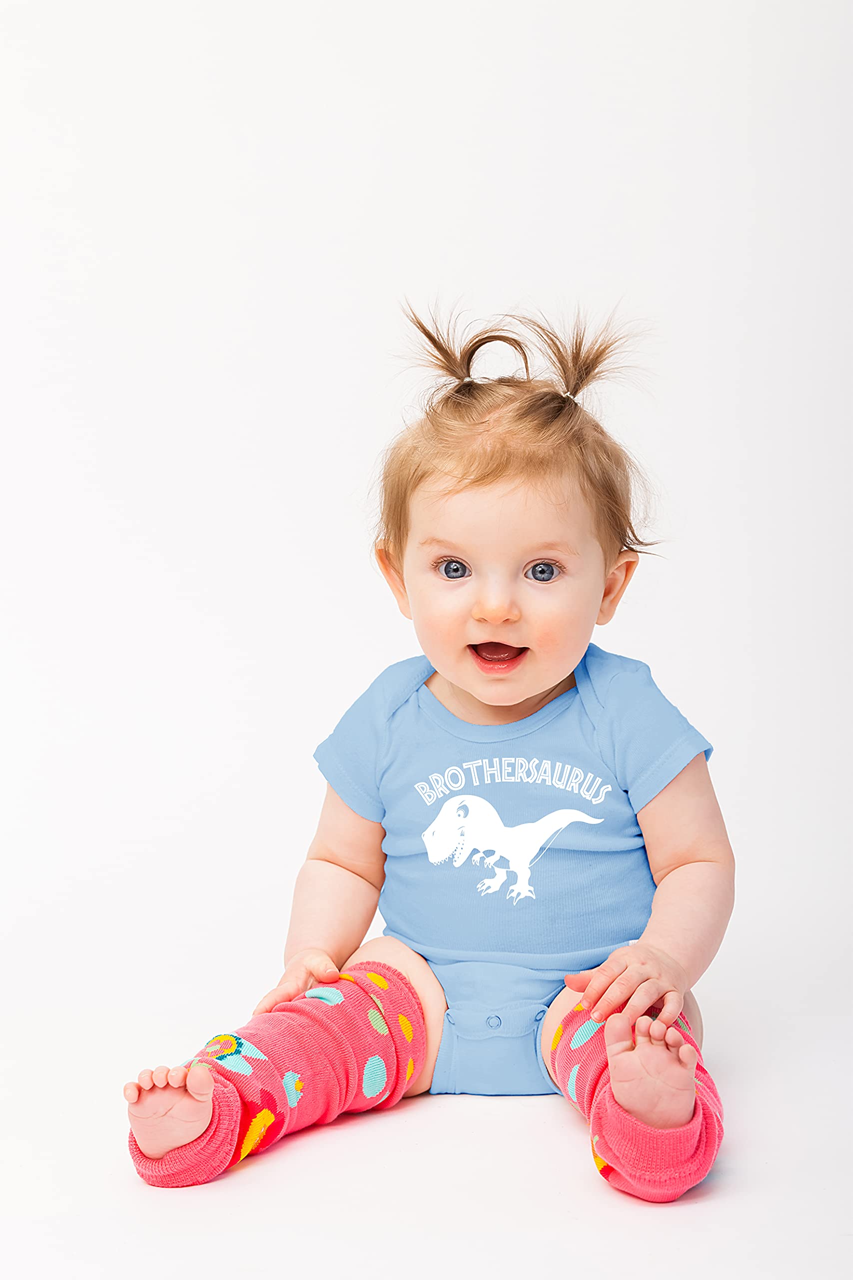 Brothersaurus Funny Baby Bodysuit - Cute Newborn Outfit for Boys & Girls (12 Months, Light Blue) - Perfect for Family Photos, Playdates & Everyday Wear
