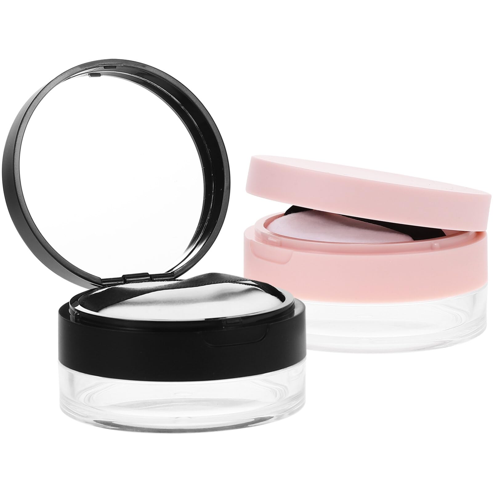 FOMIYES 2-Piece Loose Powder Containers with Puffs - Portable Makeup Powder Case for Home & Travel | Perfect for Touch-Ups On-The-Go & Compact Storage