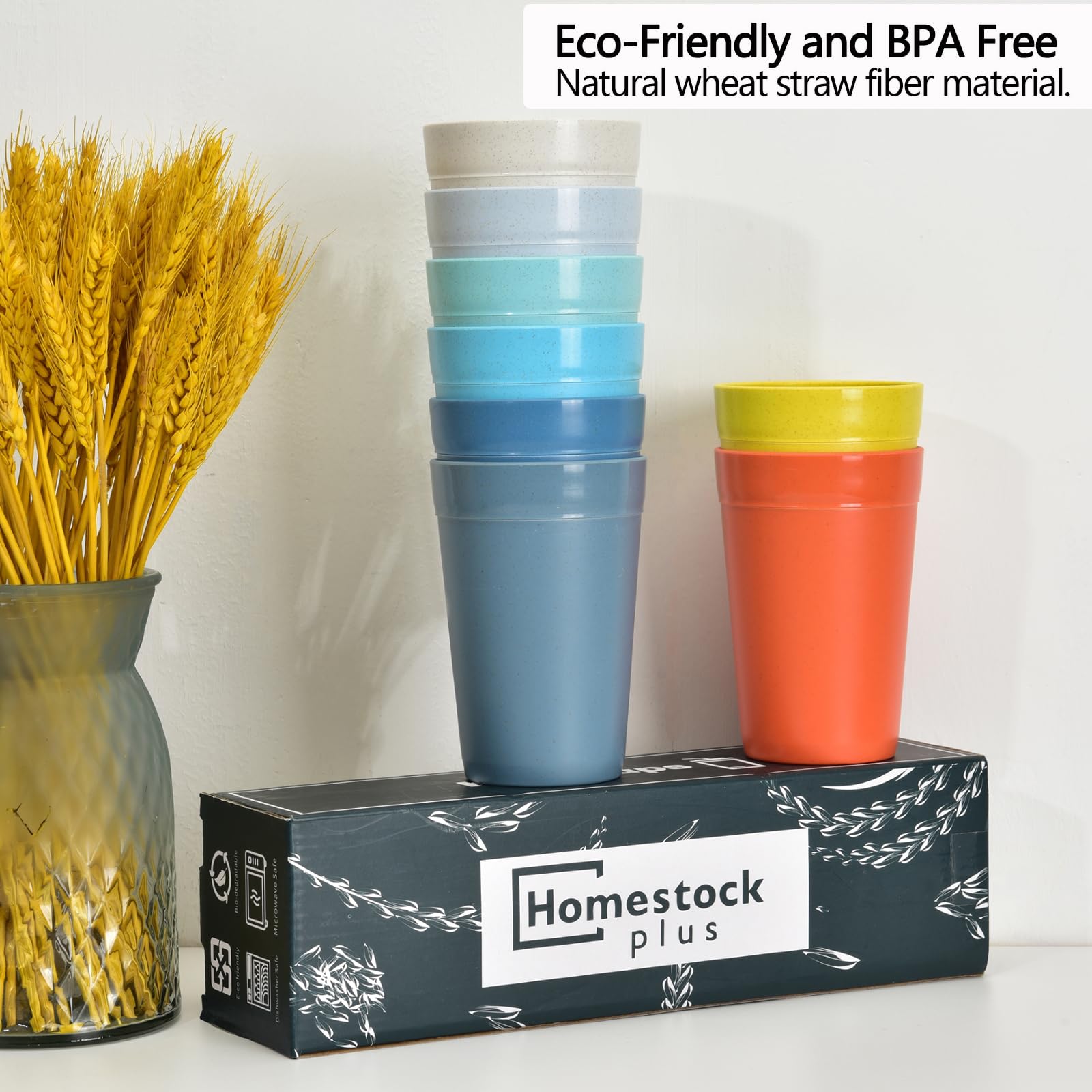 Homestockplus 8-Pack 20 Oz Unbreakable Tumbler Cups - BPA Free, Microwave & Dishwasher Safe, Eco-Friendly Reusable Drinking Glasses for Smoothies, Water, Coffee - Perfect for Home, Office, and Outdoor Activities