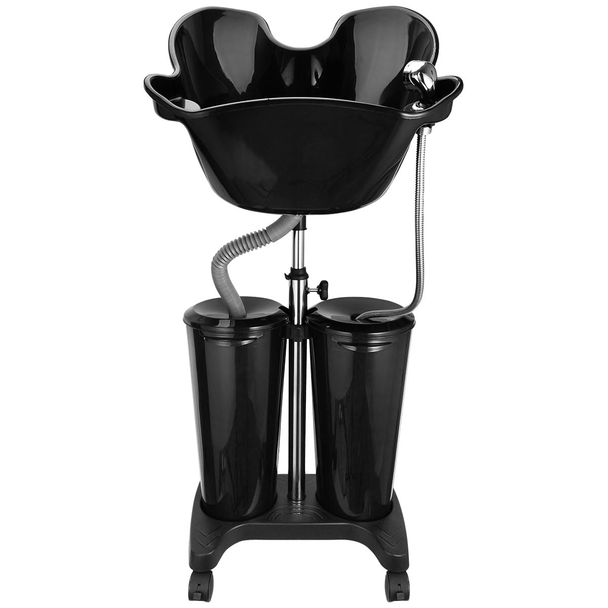 Portable Shampoo Bowl with Electric Pump - Adjustable Height Salon Sink with 2 Buckets & Drain Hoses - Perfect for Home Hair Washing, Mobile Stylists & Beauty Professionals