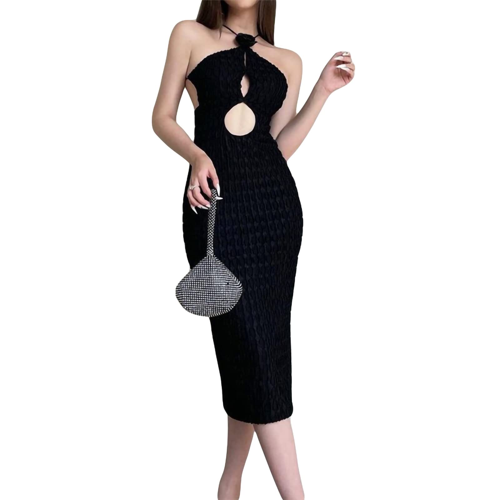 Elegant Cheongsam Bodycon Dress for Women - Sexy Halter Cut Out Long Dress with Backless Design | Perfect for Cocktail Parties, Evening Events & Special Occasions