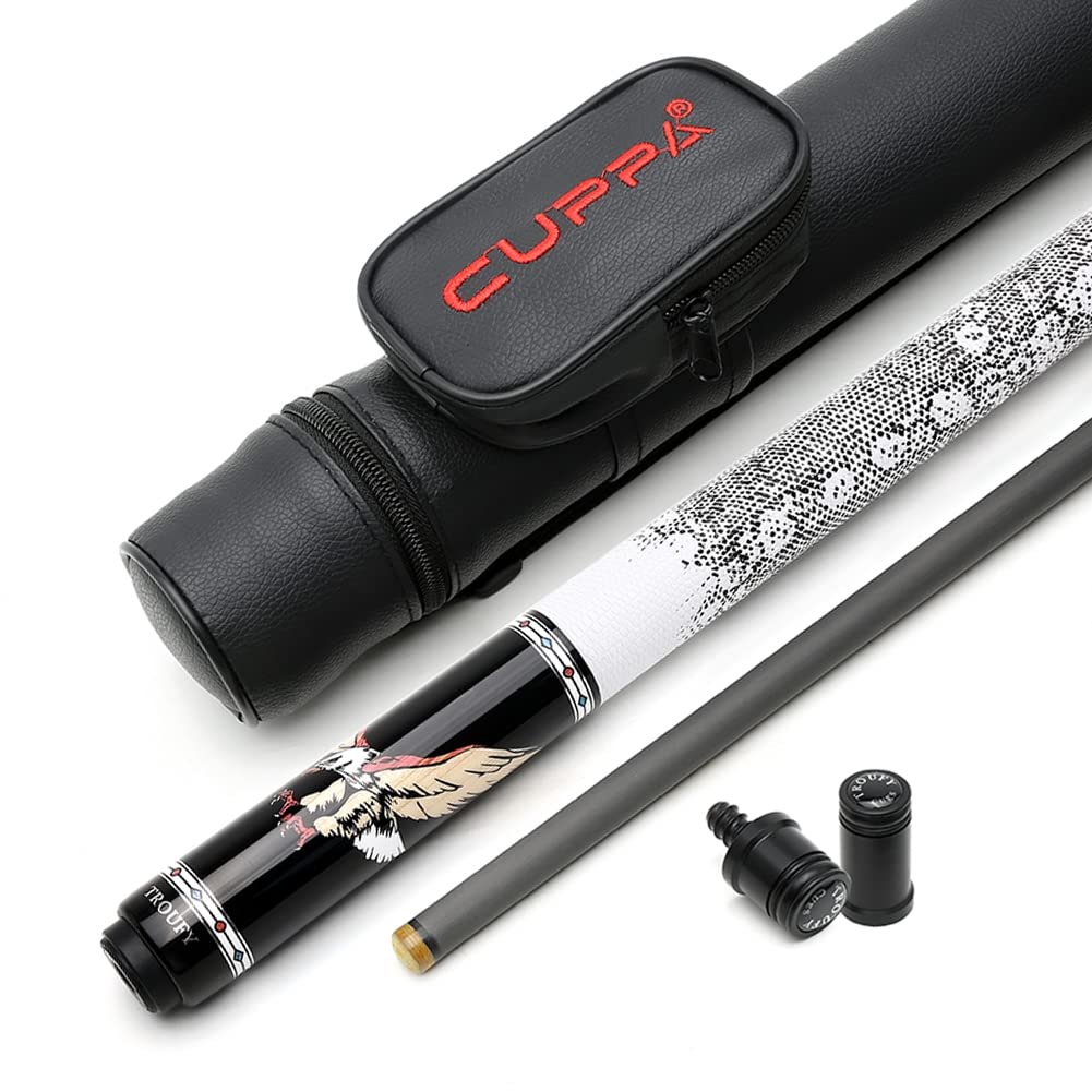 Premium Low Deflection Carbon Fiber Pool Cue with Case - Professional Billiard Stick for Tournament & Home Play - CUPPA Technology Pool Accessories for Men & Women