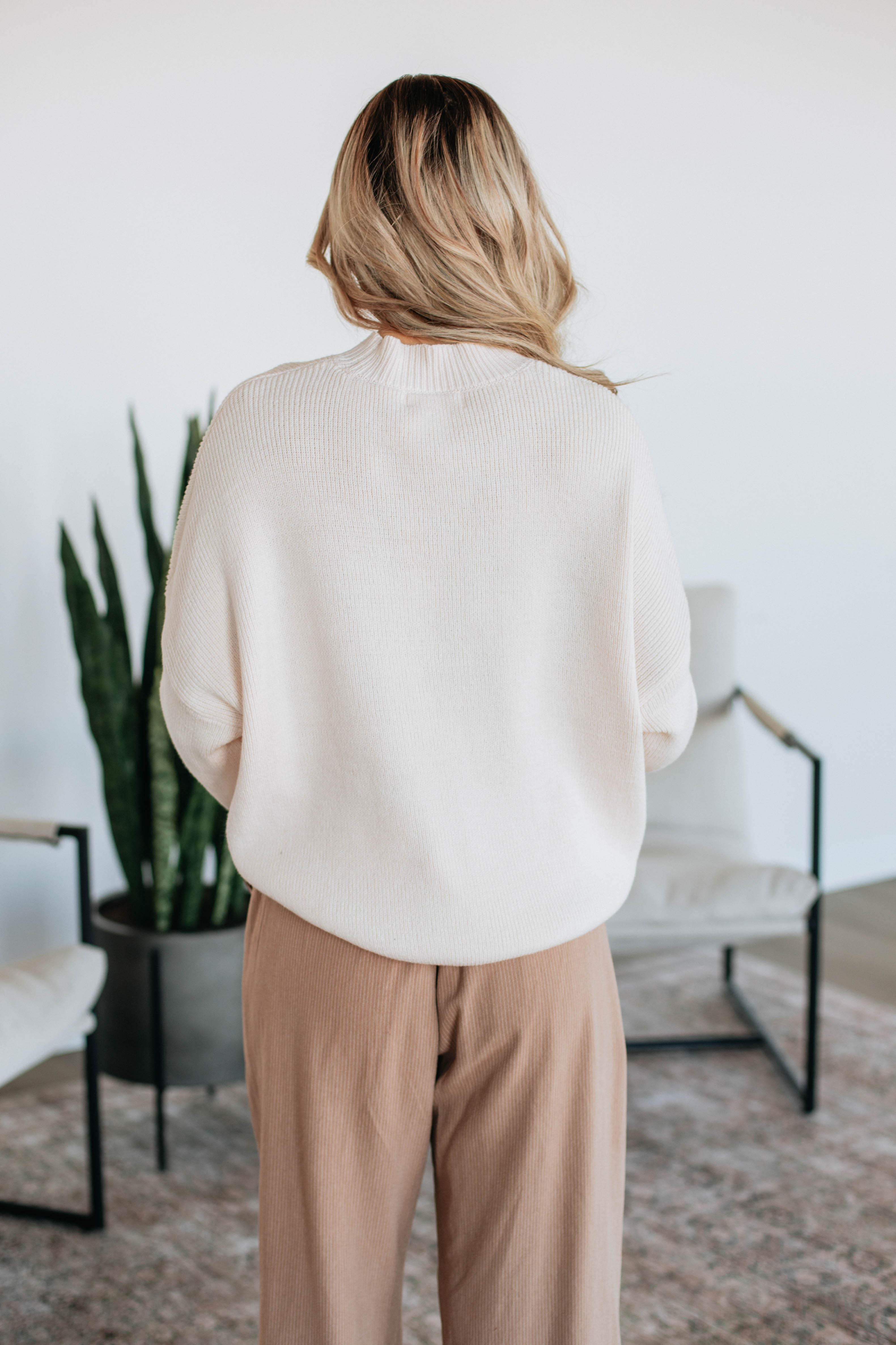 Women's Chelsea Mock Neck Sweater - Soft Natural Knit Pullover for Fall & Winter | Casual Office Wear & Cozy Layering
