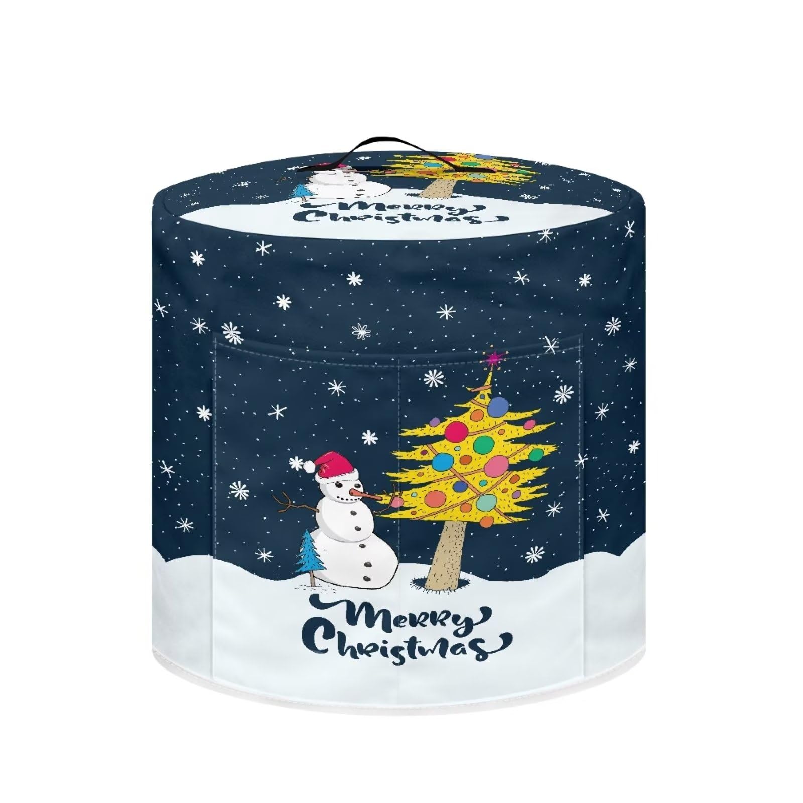 Eheartsgir Christmas Tree Snowman Pressure Cooker Cover - Portable Stain Resistant Rice Cooker Protector with Handle & Pocket - Perfect for Holiday Kitchen Decor & Indoor Christmas Party Setup