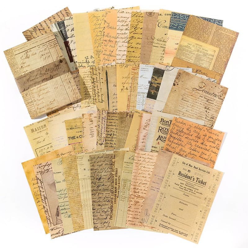 Oswint 100 Sheets Vintage Scrapbook Paper for Creative Journaling, Junk Journal, Bullet Journal - Decorative Ephemera for DIY Scrapbooking, Card Making & Correspondence - Perfect for Memory Books, Gift Tags & Craft Projects