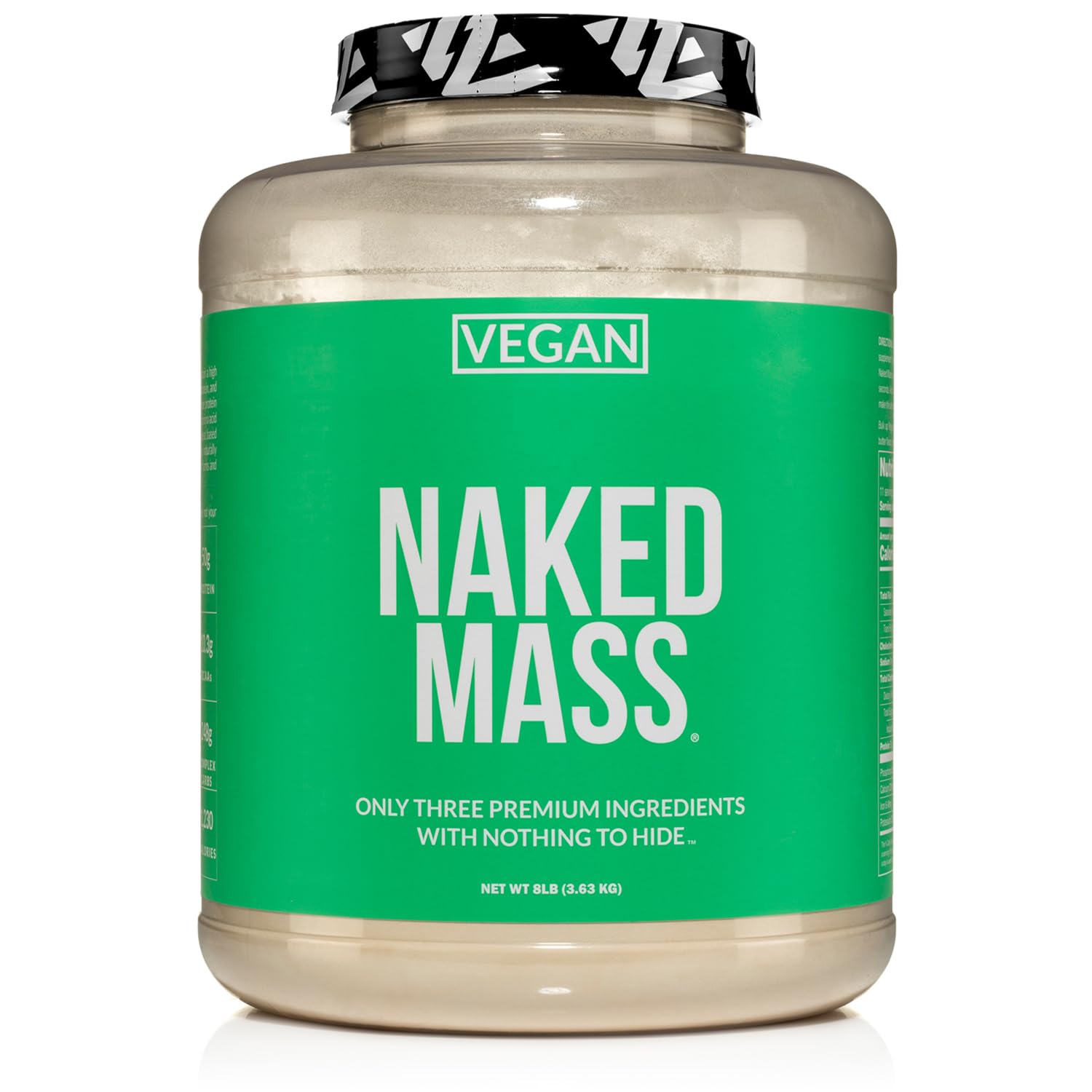 Naked Vegan Mass - Natural Vegan Weight Gainer Protein Powder, 8Lb Bulk | GMO Free, Gluten Free, Soy Free & Dairy Free | 1,230 Calories, 11 Servings - Perfect for Post-Workout Recovery & Muscle Building