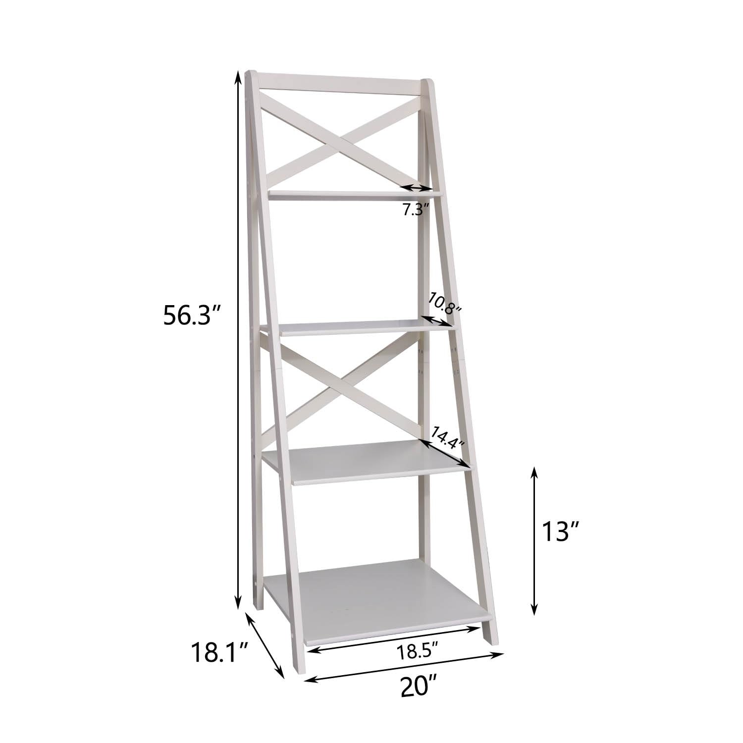 4-Tier Ladder Bookshelf - Tall Standing Wooden Display Shelf for Living Room, Bedroom, Office | Leaning Bookcase & Plant Shelf for Home Decor & Storage