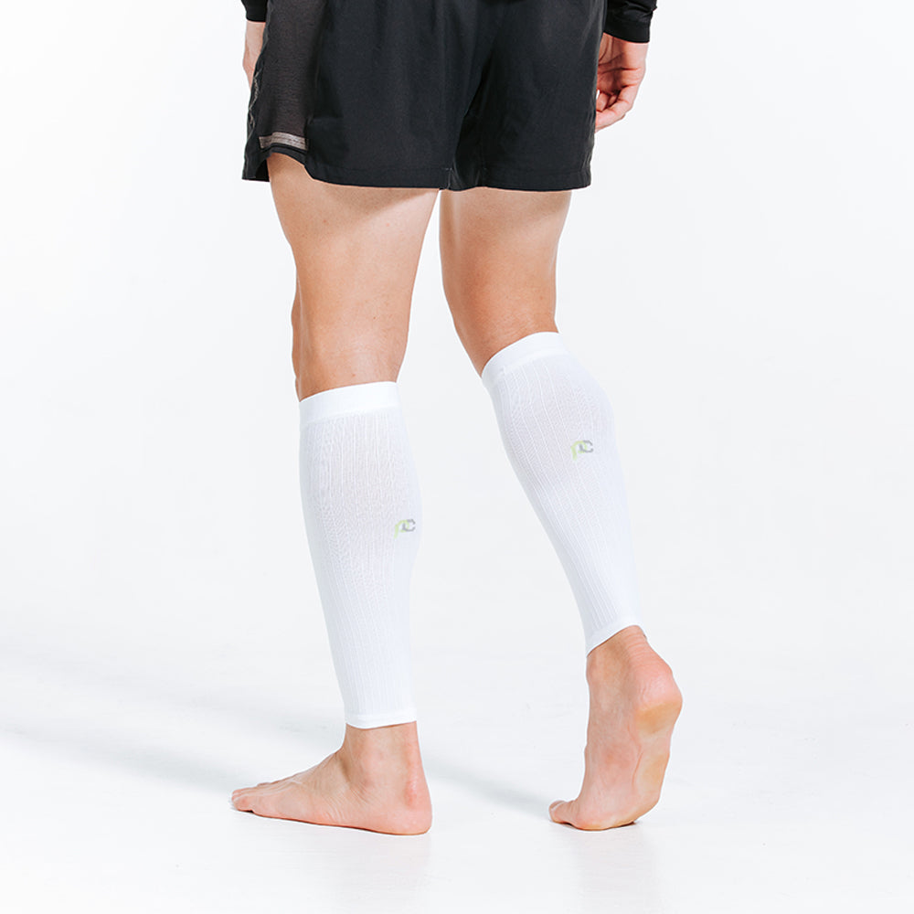 Compression Calf Sleeves for Running & Recovery - Breathable White Leg Support for Athletes & Workout - Perfect for Marathon, Gym, and Sports Performance