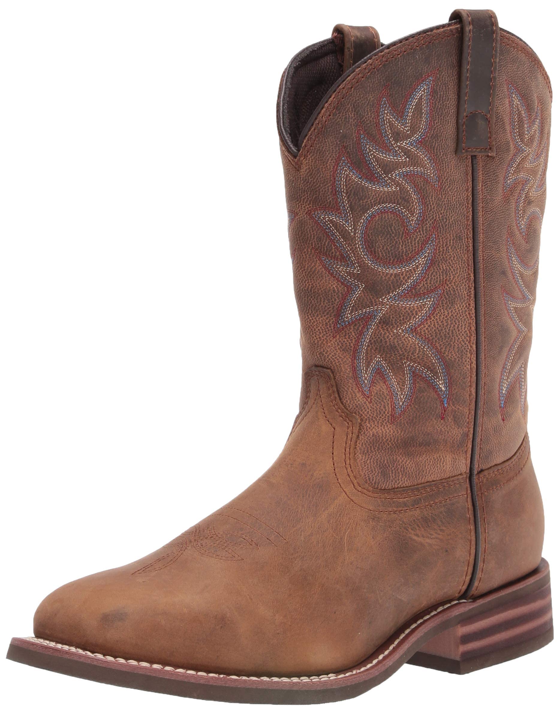 Ad Tec Men's 11in Cowboy Square Toe Western Boots - Oil Tumbled Leather Brown | Comfortable & Durable for Riding, Work & Outdoor Activities