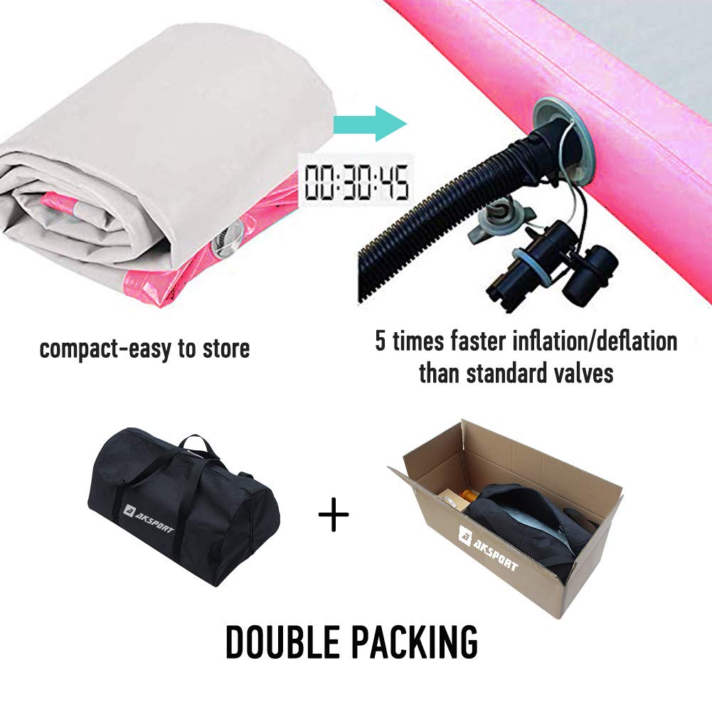 AKSPORT Inflatable Gymnastics Air Mat - Portable Tumbling Track for Home Gym, Cheerleading, Parkour & Training - Includes Air Pump - Perfect for Indoor/Outdoor Use at Beach, Park & Water Activities