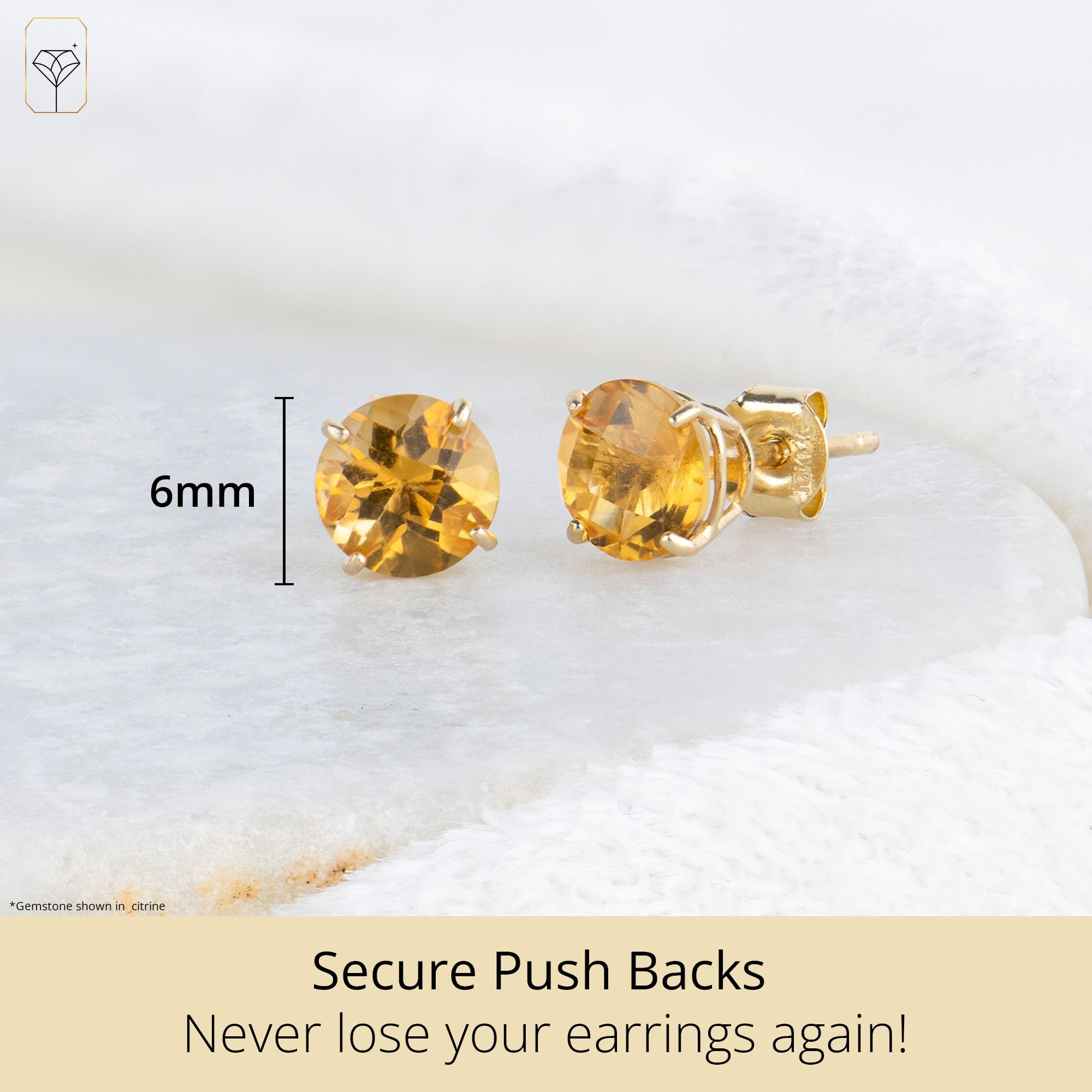 10K Yellow Gold Round Checkerboard Cut Stud Earrings (6mm) - Dainty Diamond-Like Stud Earrings for Women - Perfect for Everyday Wear, Gift Giving & Special Occasions