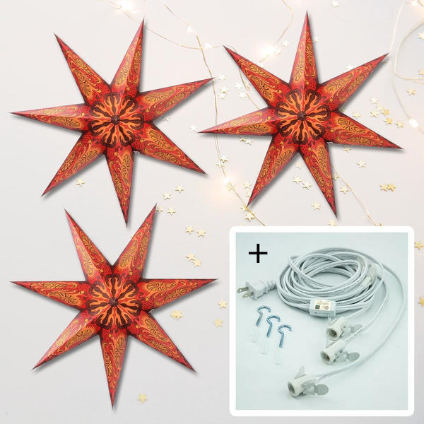 24-Piece Crimson Fantasy Paper Star Lanterns - Hanging Wedding & Party Decorations for Indoor/Outdoor Events, Chinese New Year, Christmas & Home Decoration