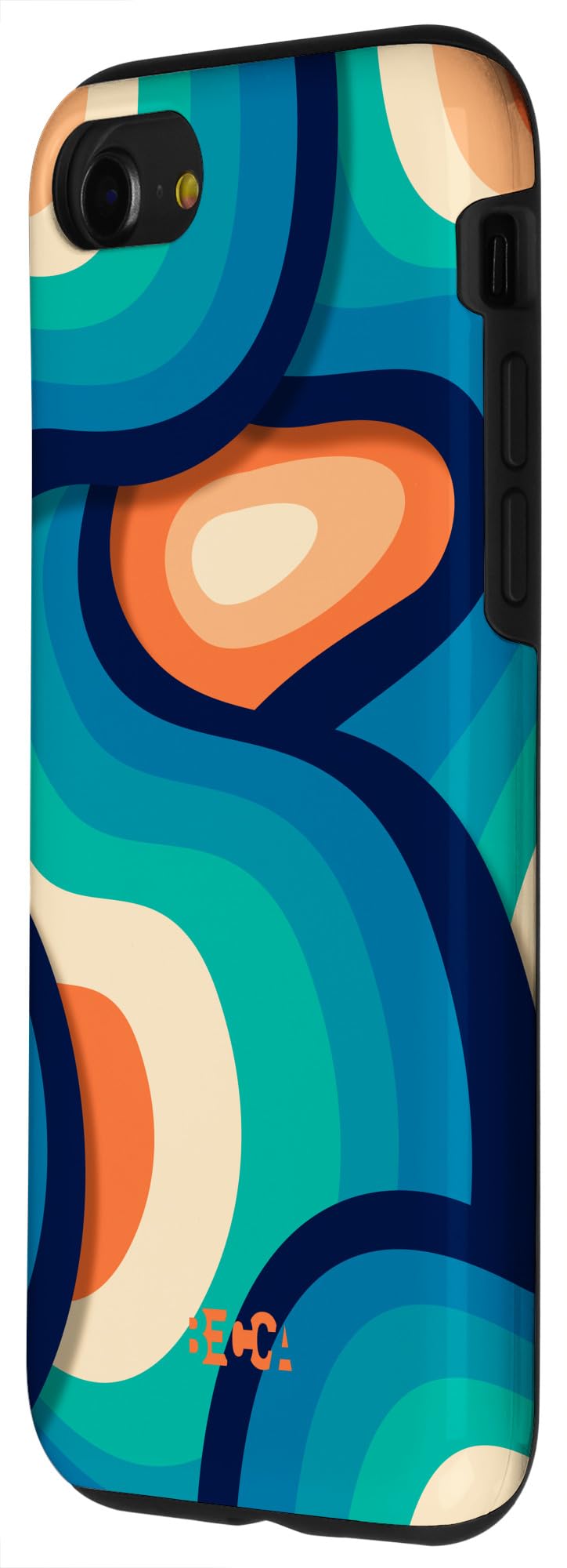 iPhone SE (2020) / 7 / 8 Retro Groovy Liquid Swirl Wave Stripe Psychedelic Blue Phone Case - Durable Protection for Everyday Use, Travel, and Outdoor Adventures