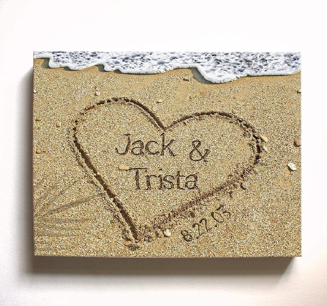 Custom Beach Name Wall Art - Personalized Sand Writing Canvas - Unique Coastal Home Decor for Living Room, Bedroom & Beach House