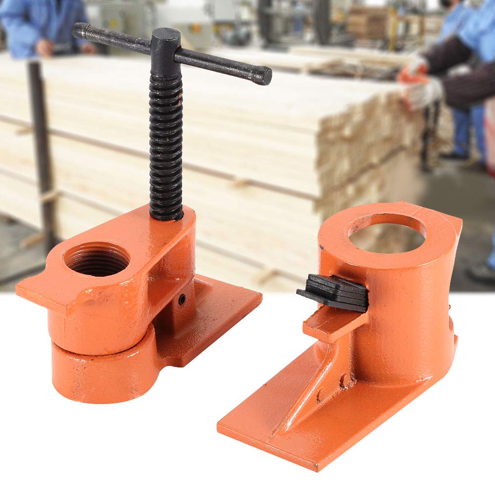 1 Inch Cast Steel Pipe Clamp Set - Heavy Duty Woodworking Vise Fixture with Jaws for Water Pipe & Plastic Clamps | Perfect for DIY Projects, Woodworking Enthusiasts & Home Improvement Tasks (Wood Clamping, Plumbing Repairs, Workshop Use)