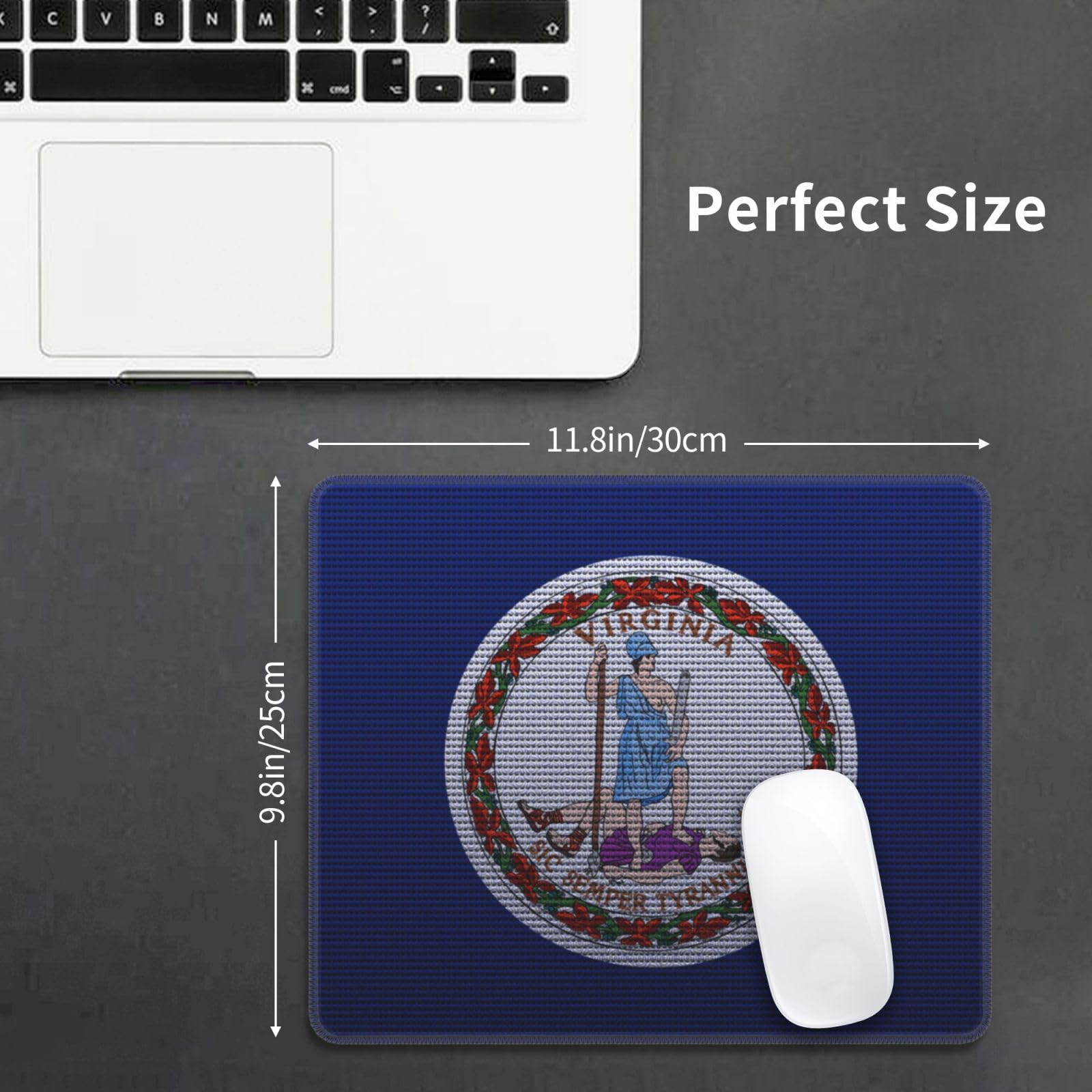 Virginia Flag Knit Effect Mouse Pad - Waterproof, Non-Slip Rubber Base - 10x12 Inch Office & Gaming Mousepad for Laptop & PC - Perfect for Home, Office & Gaming Setups