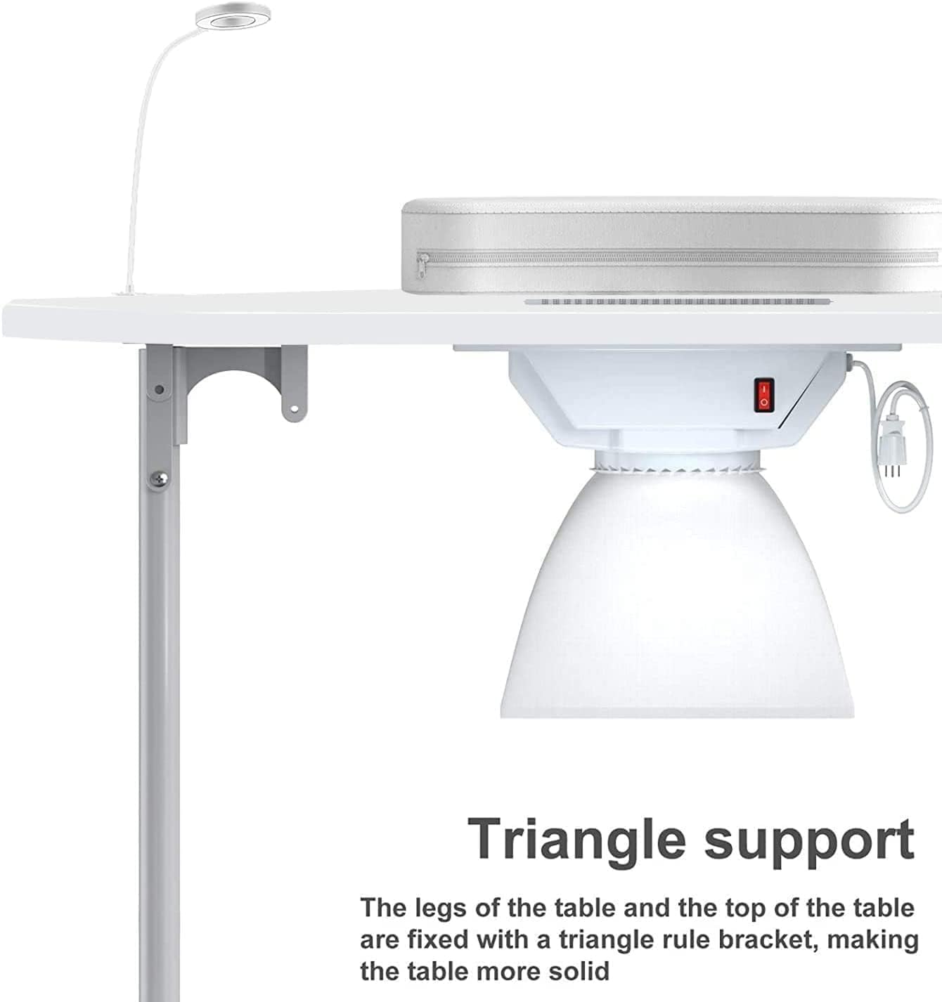 Portable Foldable Nail Table with LED Light & Dust Collector - Professional Manicure Desk with Detachable Wrist Cushion & Carrying Bag - Perfect for Home Salon, Mobile Nail Tech & Beauty Professionals