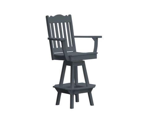 A & L Furniture Royal Swivel Bar Chair with Arms - Modern Counter Height Stool for Kitchen Island, Home Bar & Dining Room - Comfortable Upholstered Seat with 360° Rotation