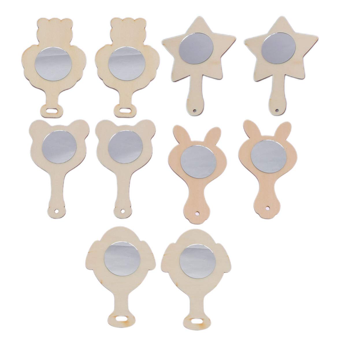 Healifty 10pcs DIY Wooden Mirror Painting Kit - Creative Handmade Craft for Kids, Fun Toddler Art Project & Gift Idea for Birthday Party Activities