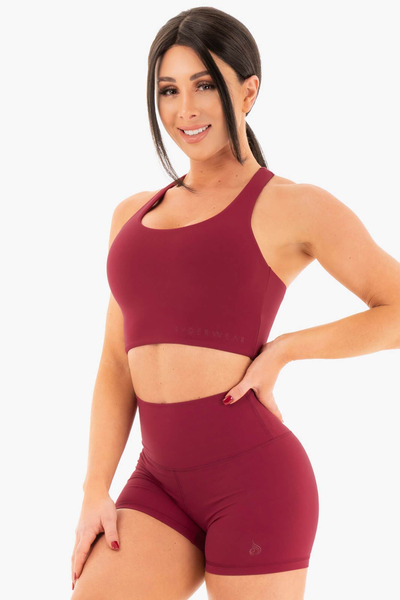 NKD Sports Bra for Women - High Support Workout Top in Berry Red | Perfect for Yoga, Running & Gym